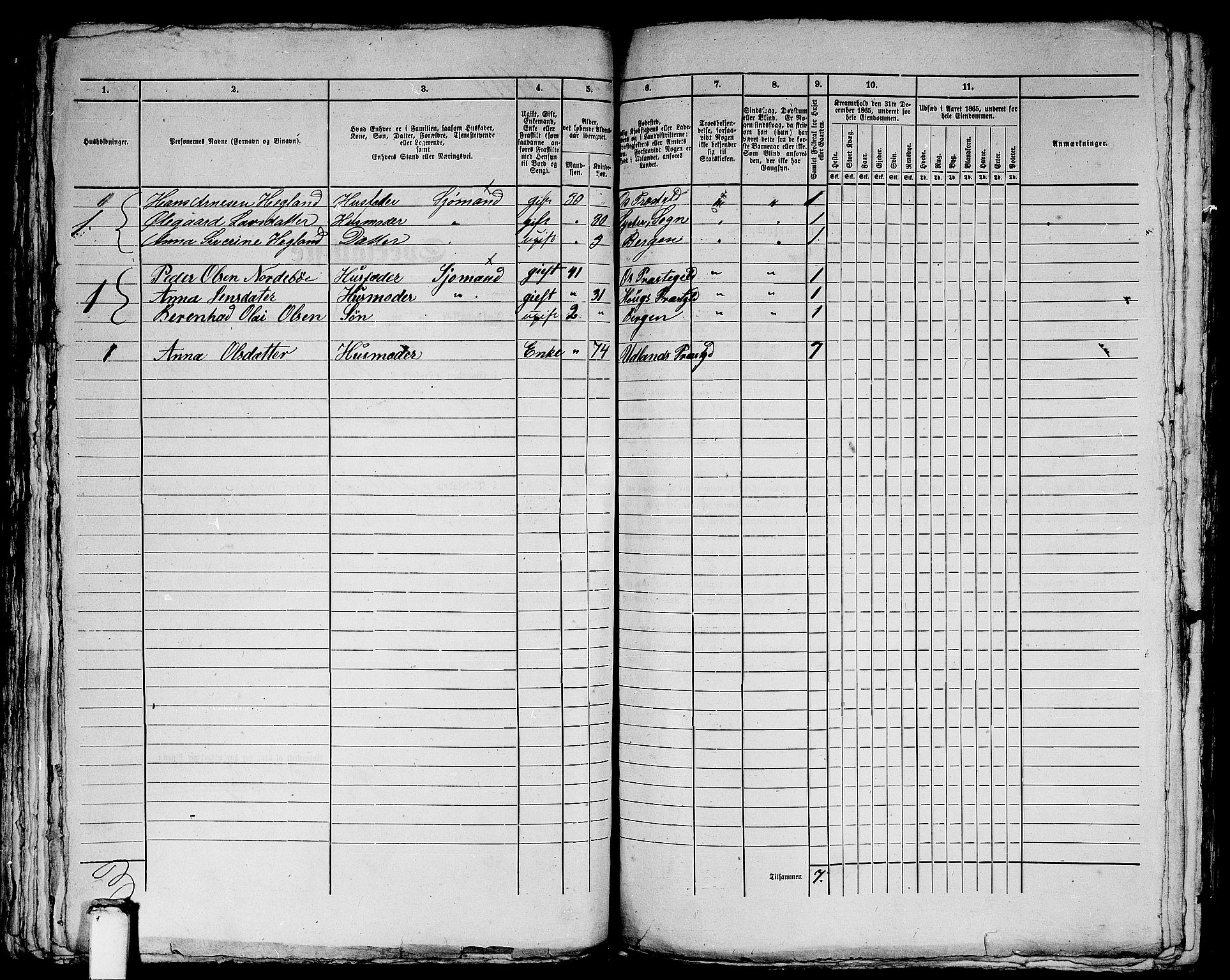 RA, 1865 census for Bergen, 1865, p. 2257