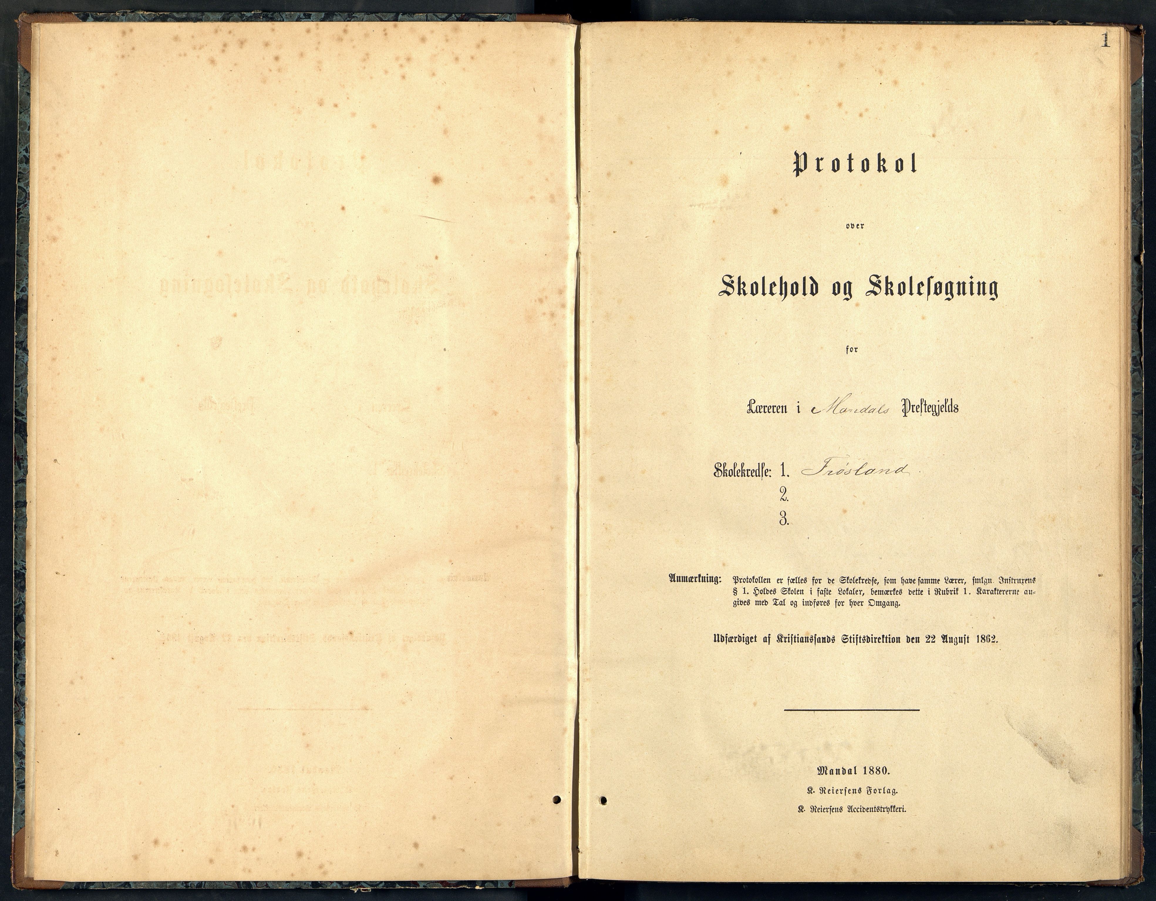 Halse og Harkmark kommune - Frøysland Skole, ARKSOR/1002HH564/H/L0003: Skoleprotokoll, 1881-1892