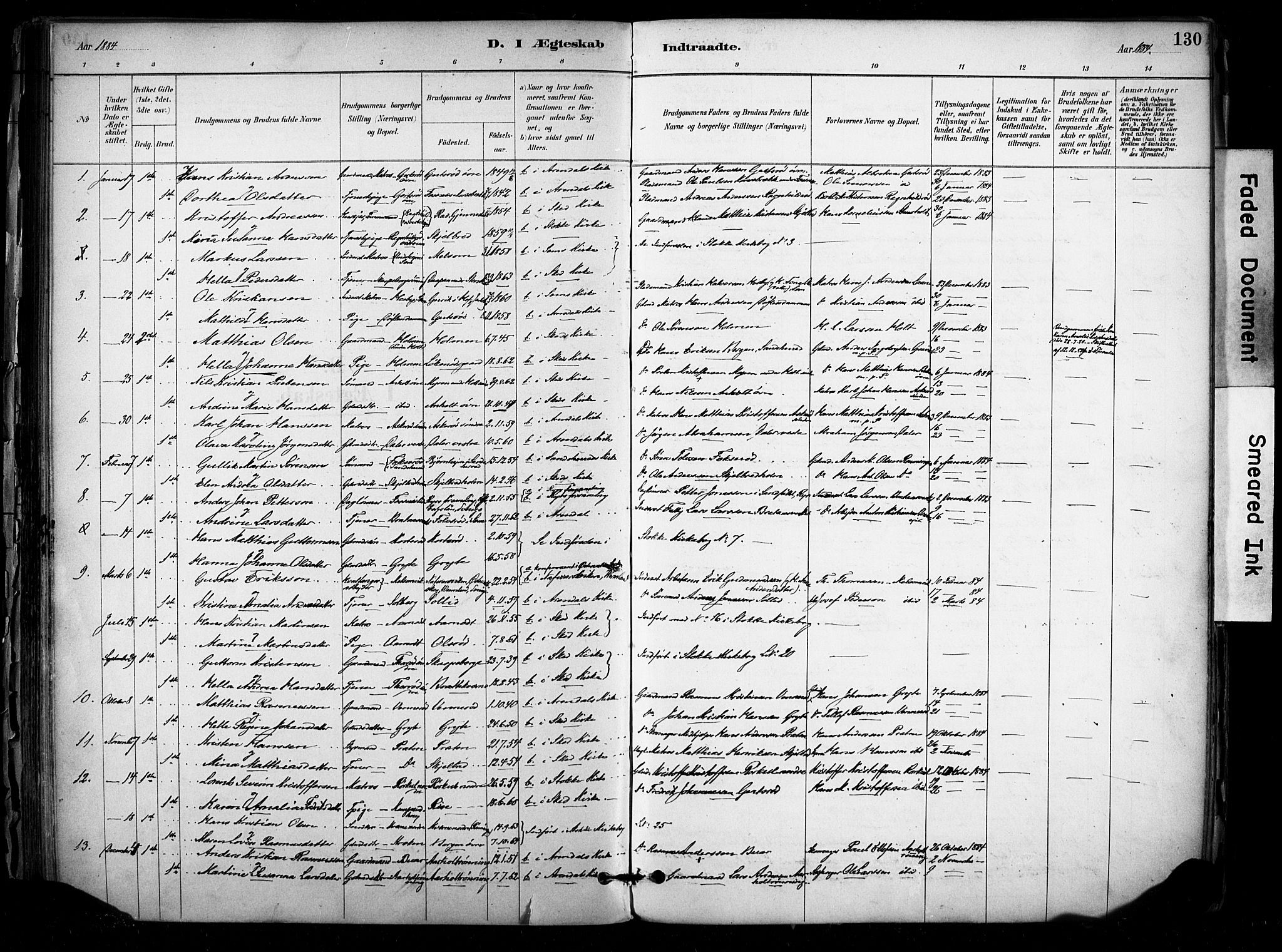 Stokke kirkebøker, AV/SAKO-A-320/F/Fb/L0001: Parish register (official) no. II 1, 1884-1910, p. 130