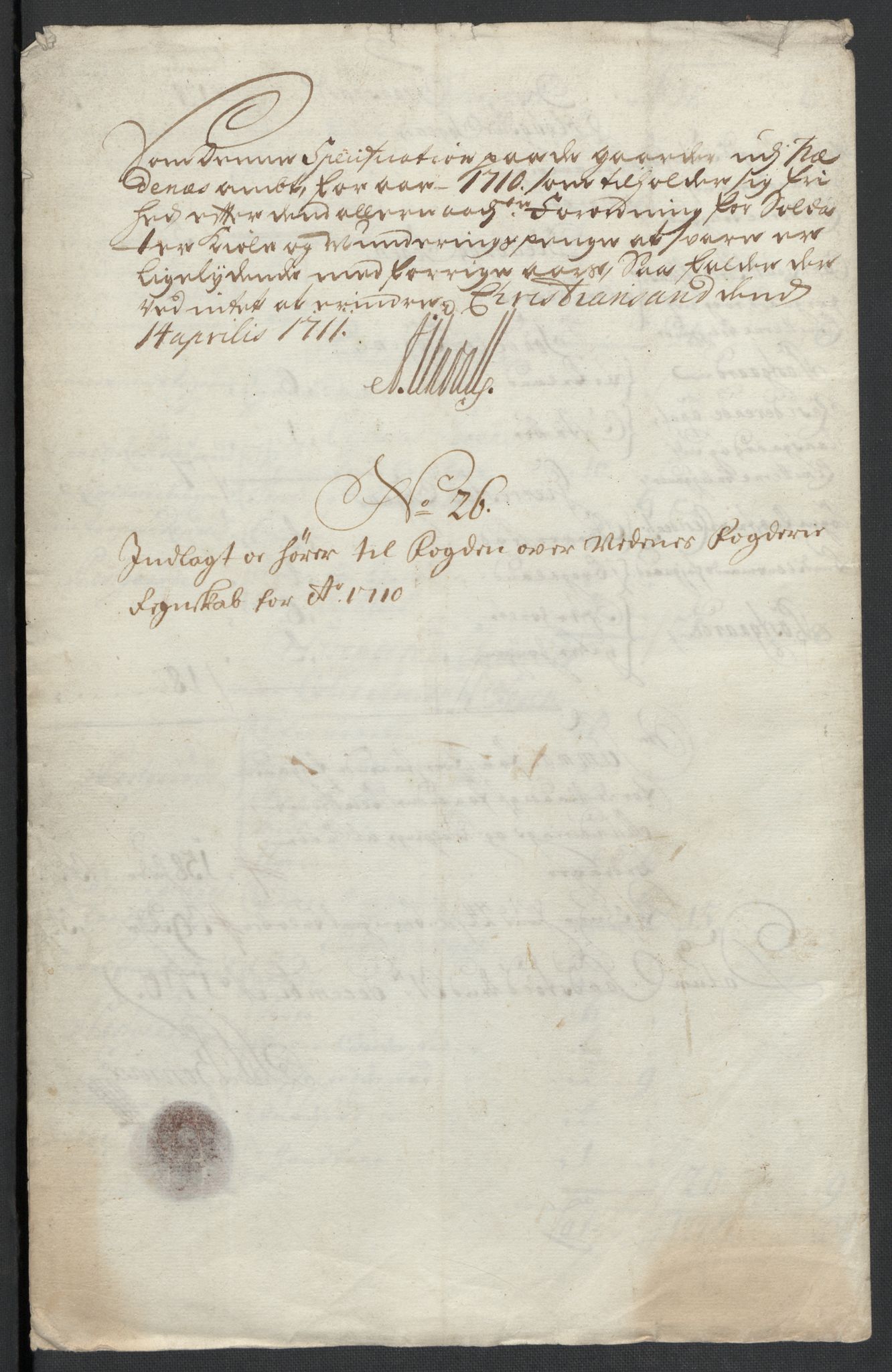 Rentekammeret inntil 1814, Reviderte regnskaper, Fogderegnskap, AV/RA-EA-4092/R39/L2319: Fogderegnskap Nedenes, 1710-1711, p. 122