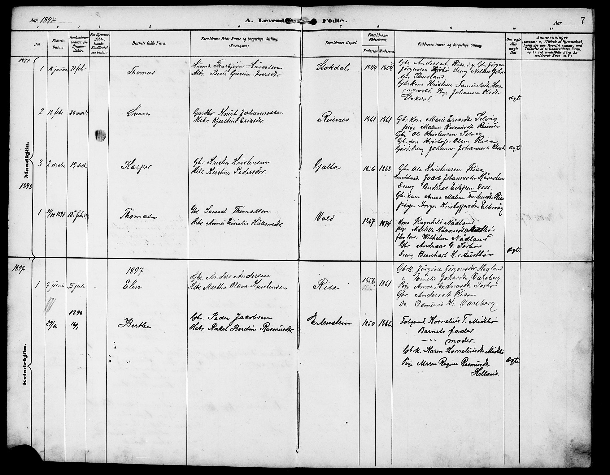 Rennesøy sokneprestkontor, AV/SAST-A -101827/H/Ha/Hab/L0012: Parish register (copy) no. B 11, 1894-1924, p. 7