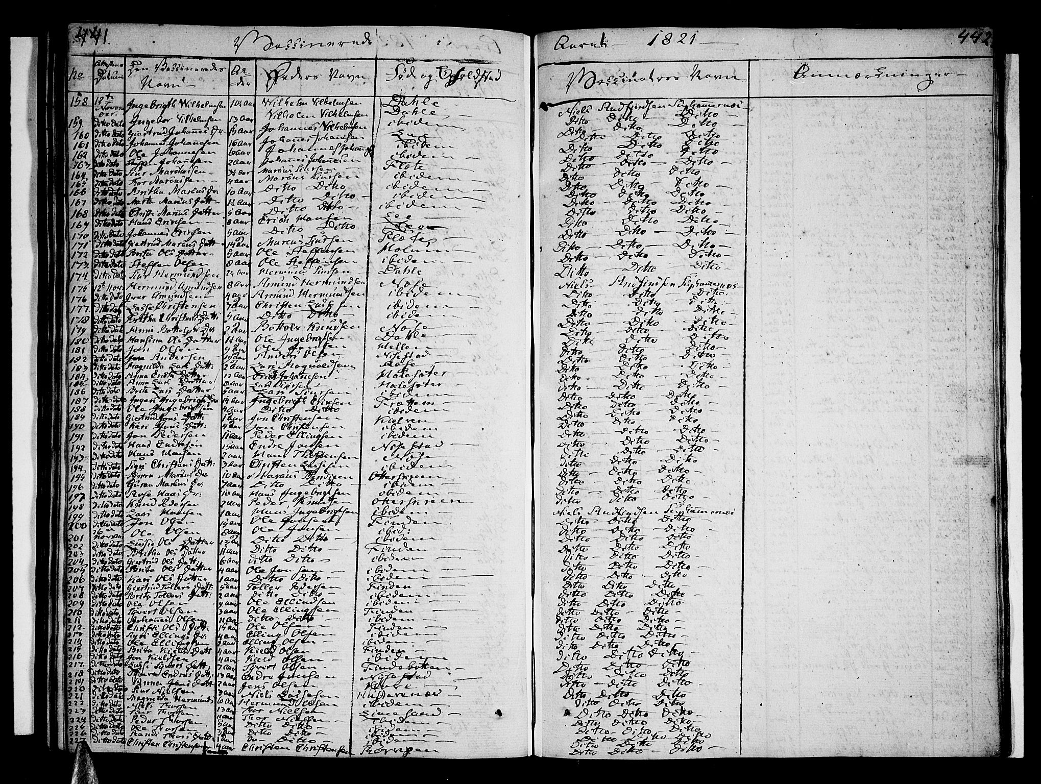 Vik sokneprestembete, SAB/A-81501: Parish register (official) no. A 6, 1821-1831, p. 441-442