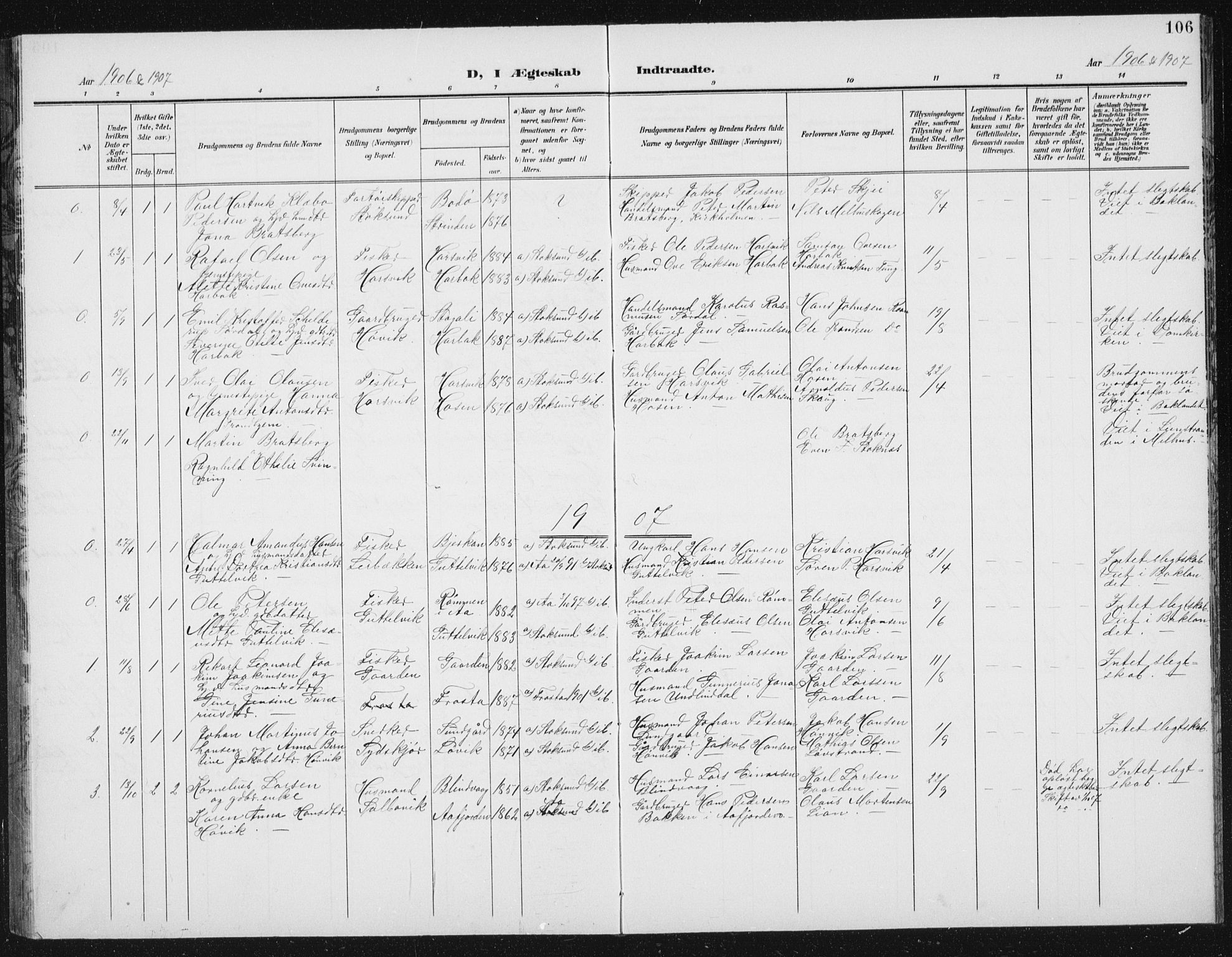 Ministerialprotokoller, klokkerbøker og fødselsregistre - Sør-Trøndelag, SAT/A-1456/656/L0699: Parish register (copy) no. 656C05, 1905-1920, p. 106