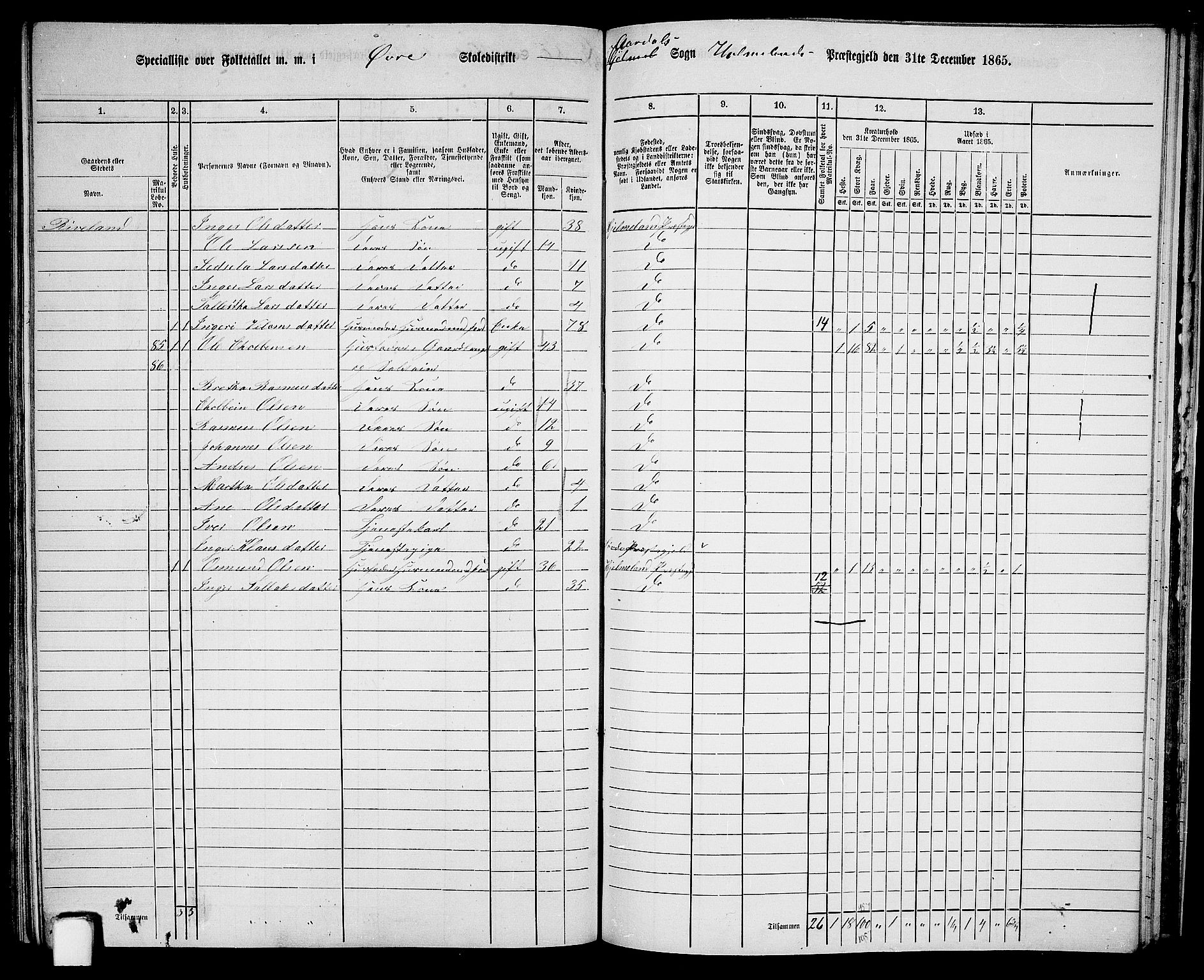 RA, 1865 census for Hjelmeland, 1865, p. 176