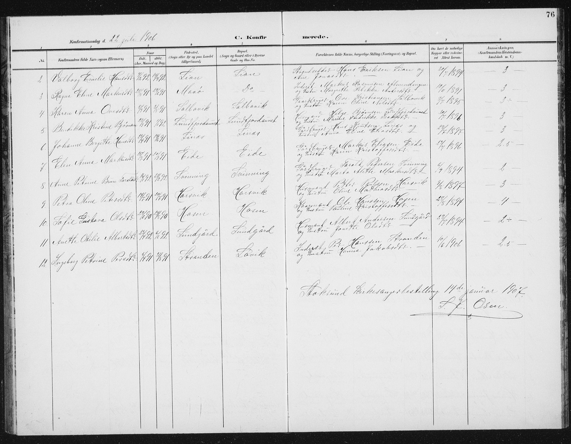 Ministerialprotokoller, klokkerbøker og fødselsregistre - Sør-Trøndelag, AV/SAT-A-1456/656/L0699: Parish register (copy) no. 656C05, 1905-1920, p. 76