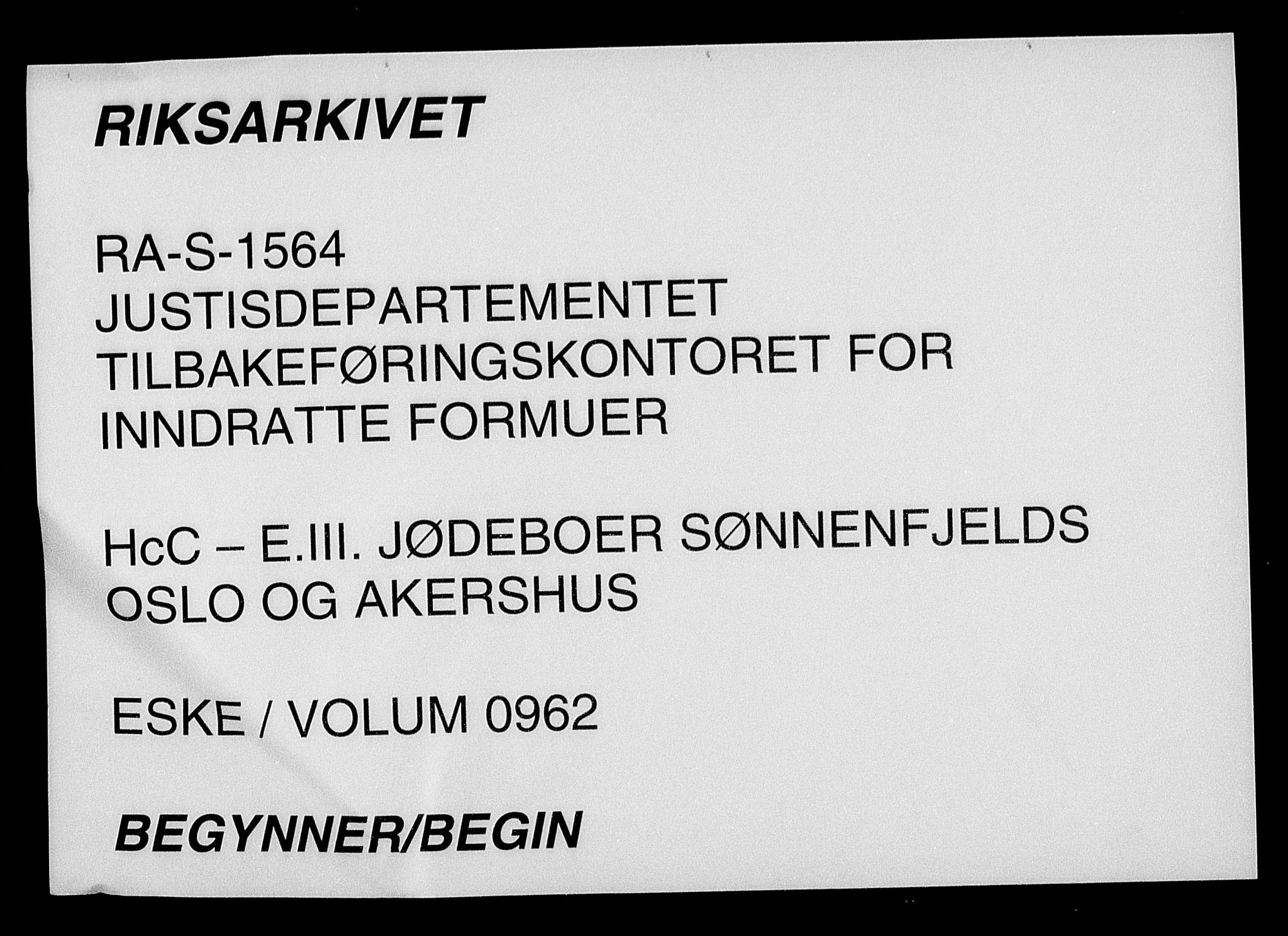 Justisdepartementet, Tilbakeføringskontoret for inndratte formuer, AV/RA-S-1564/H/Hc/Hcc/L0962: --, 1945-1947, p. 1