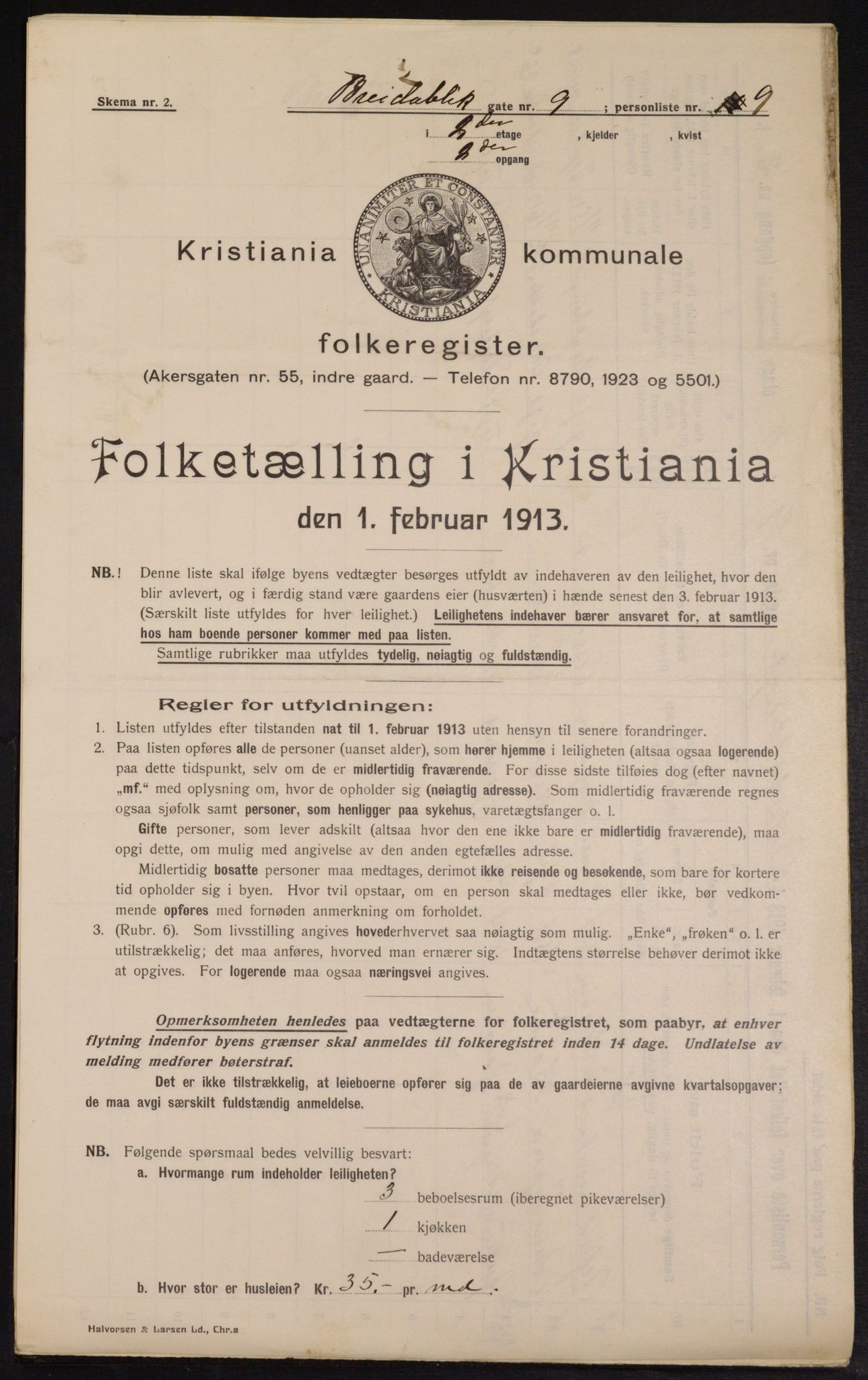 OBA, Municipal Census 1913 for Kristiania, 1913, p. 8011