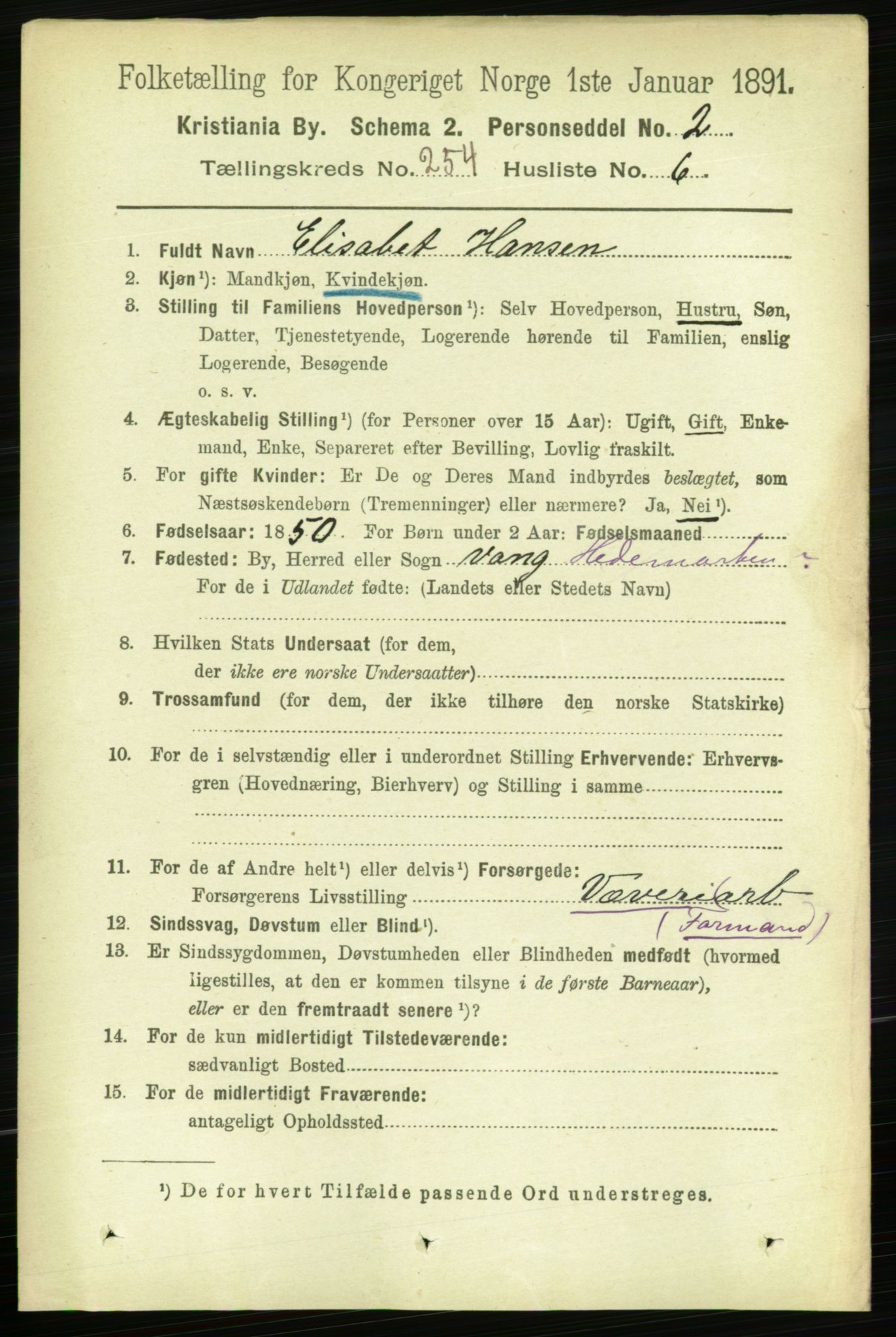 RA, 1891 census for 0301 Kristiania, 1891, p. 154532