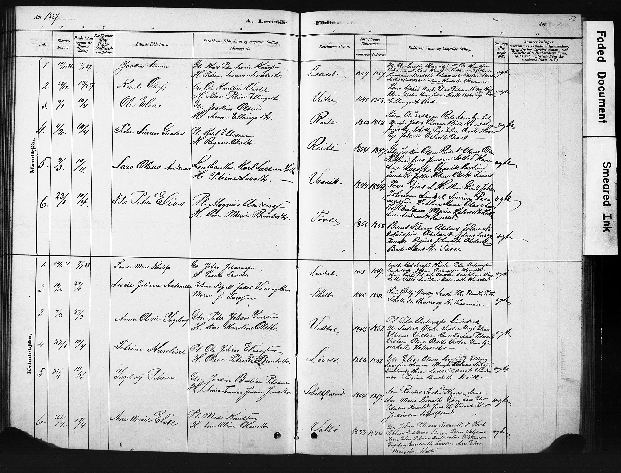 Ministerialprotokoller, klokkerbøker og fødselsregistre - Møre og Romsdal, SAT/A-1454/522/L0326: Parish register (copy) no. 522C05, 1878-1890, p. 53