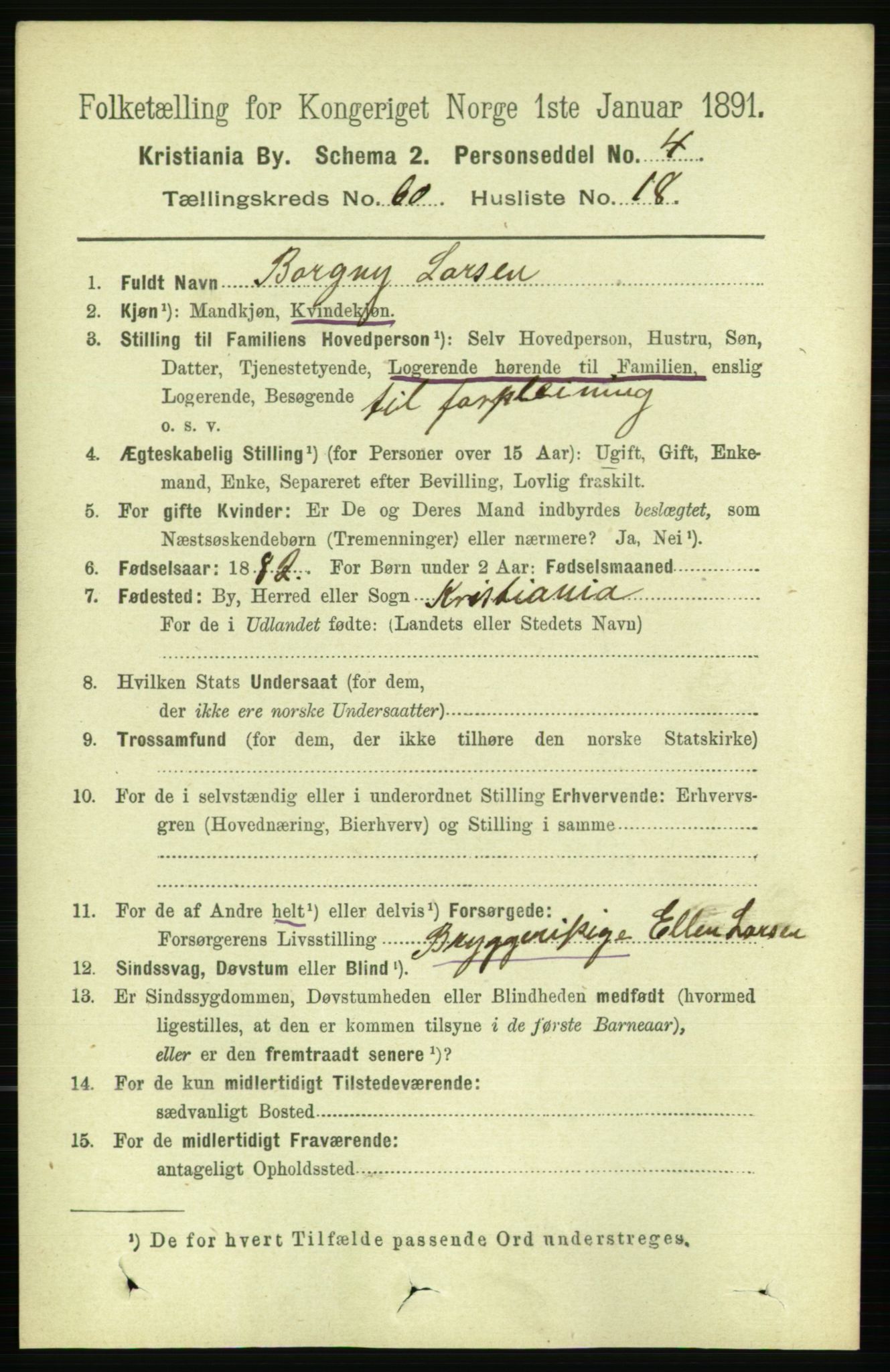 RA, 1891 census for 0301 Kristiania, 1891, p. 32099