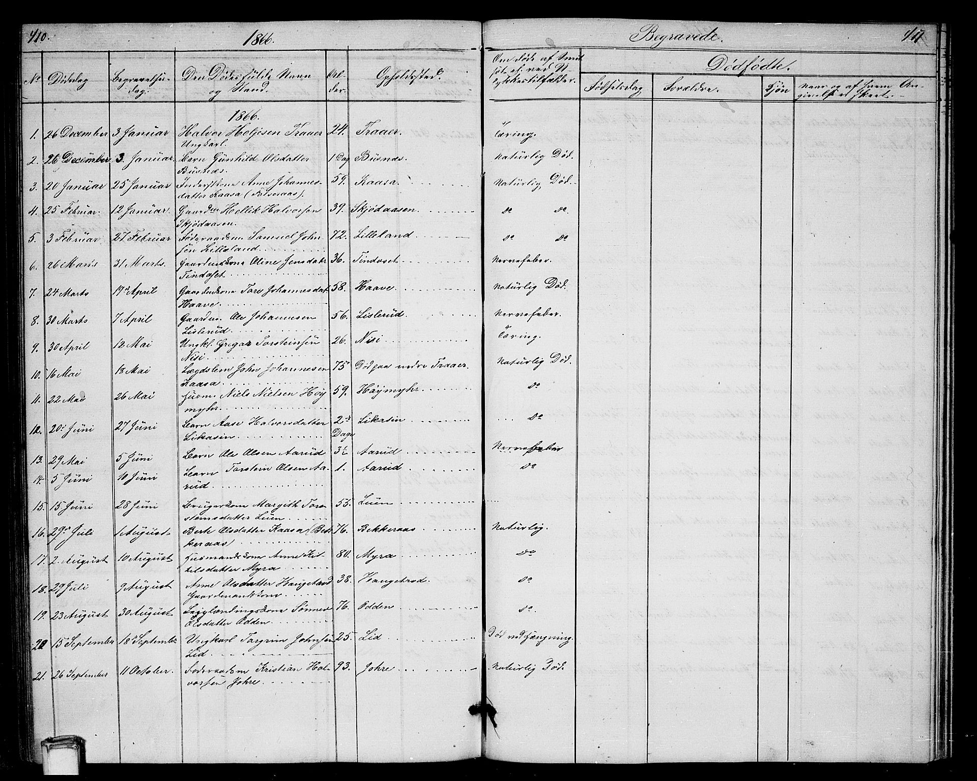 Gransherad kirkebøker, AV/SAKO-A-267/G/Ga/L0002: Parish register (copy) no. I 2, 1854-1886, p. 410-411