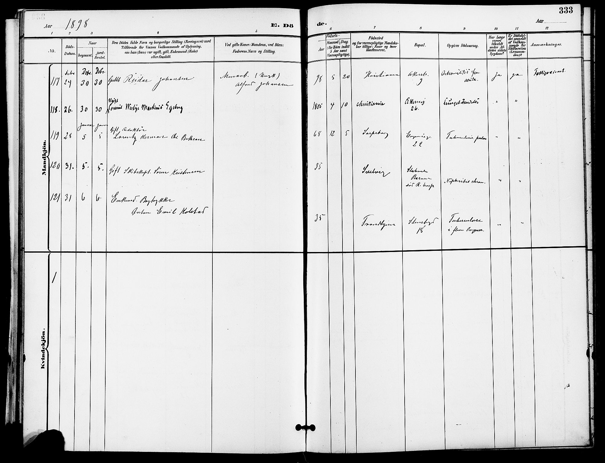 Gamle Aker prestekontor Kirkebøker, SAO/A-10617a/F/L0011: Parish register (official) no. 11, 1896-1901, p. 333