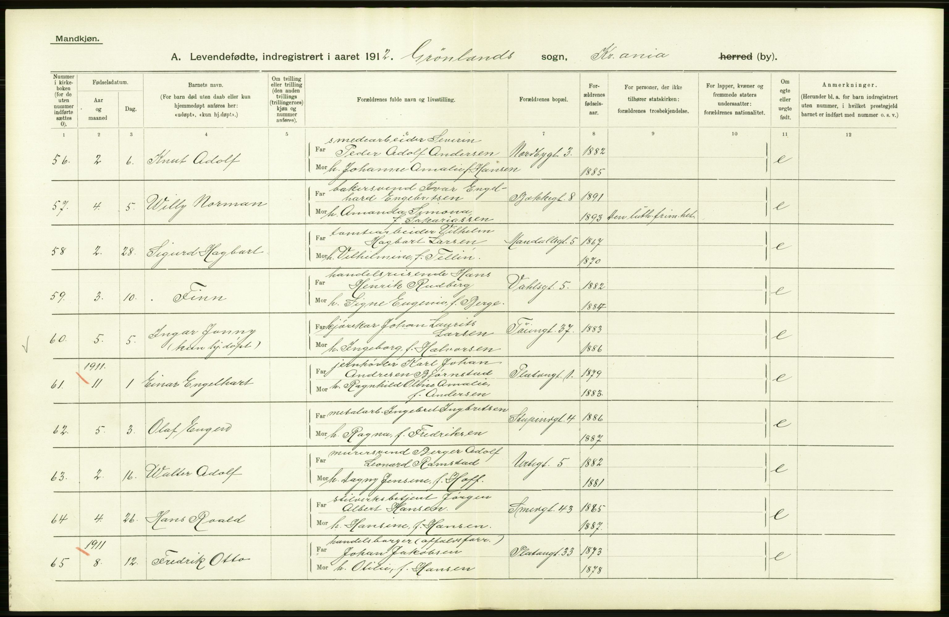 Statistisk sentralbyrå, Sosiodemografiske emner, Befolkning, AV/RA-S-2228/D/Df/Dfb/Dfbb/L0006: Kristiania:  Levendefødte menn og kvinner., 1912, p. 428