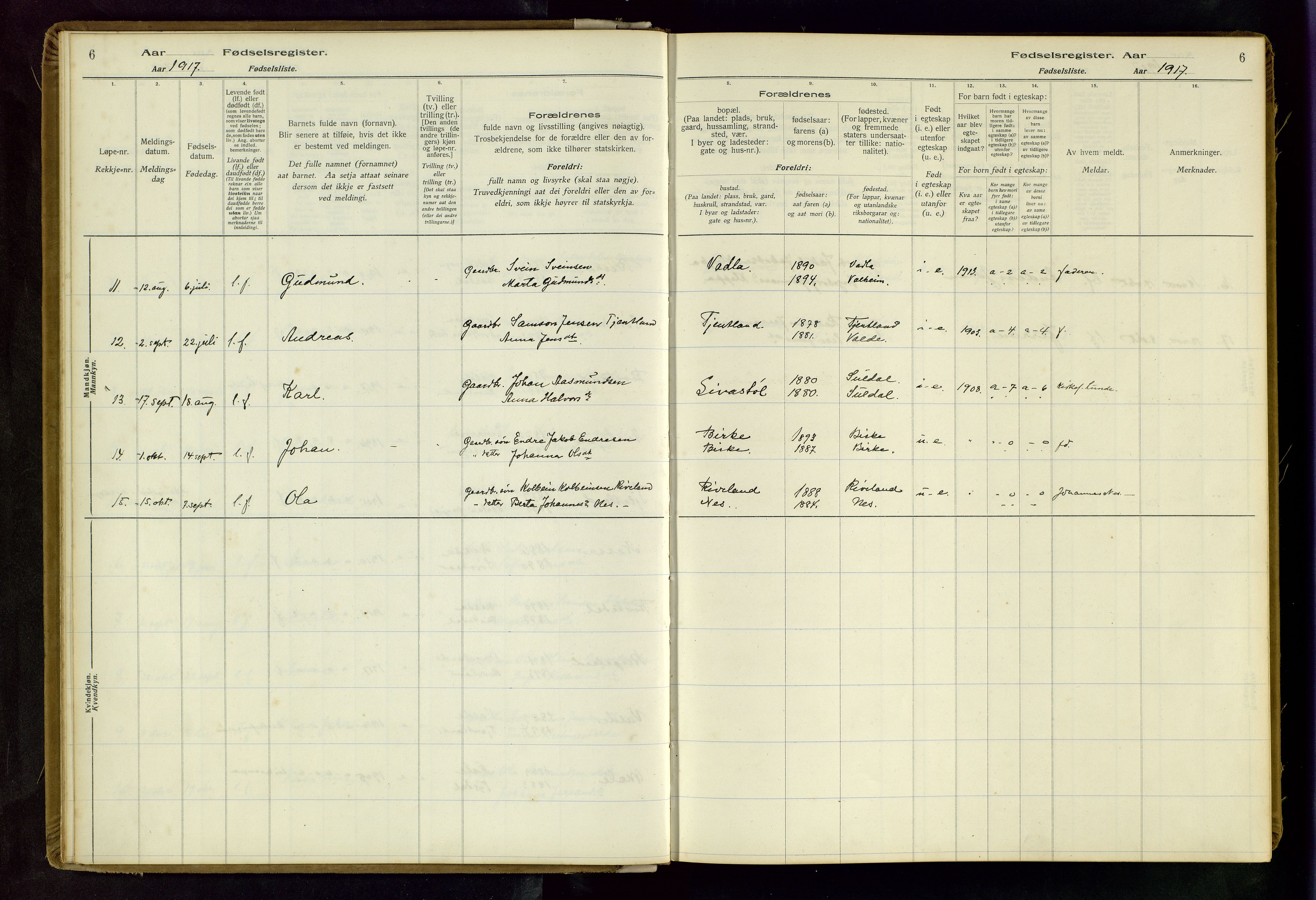 Hjelmeland sokneprestkontor, AV/SAST-A-101843/02/B/L0004: Birth register no. 4, 1997-1997, p. 6