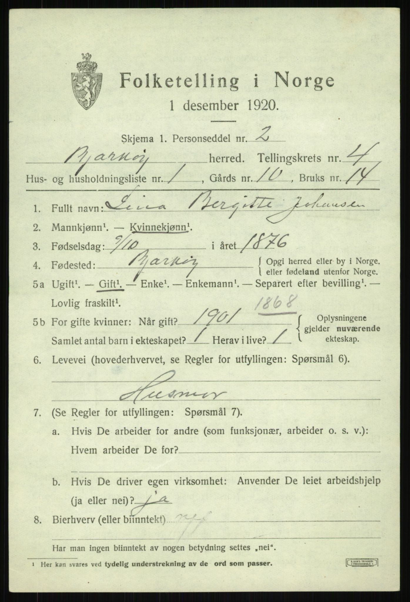 SATØ, 1920 census for Bjarkøy, 1920, p. 2027