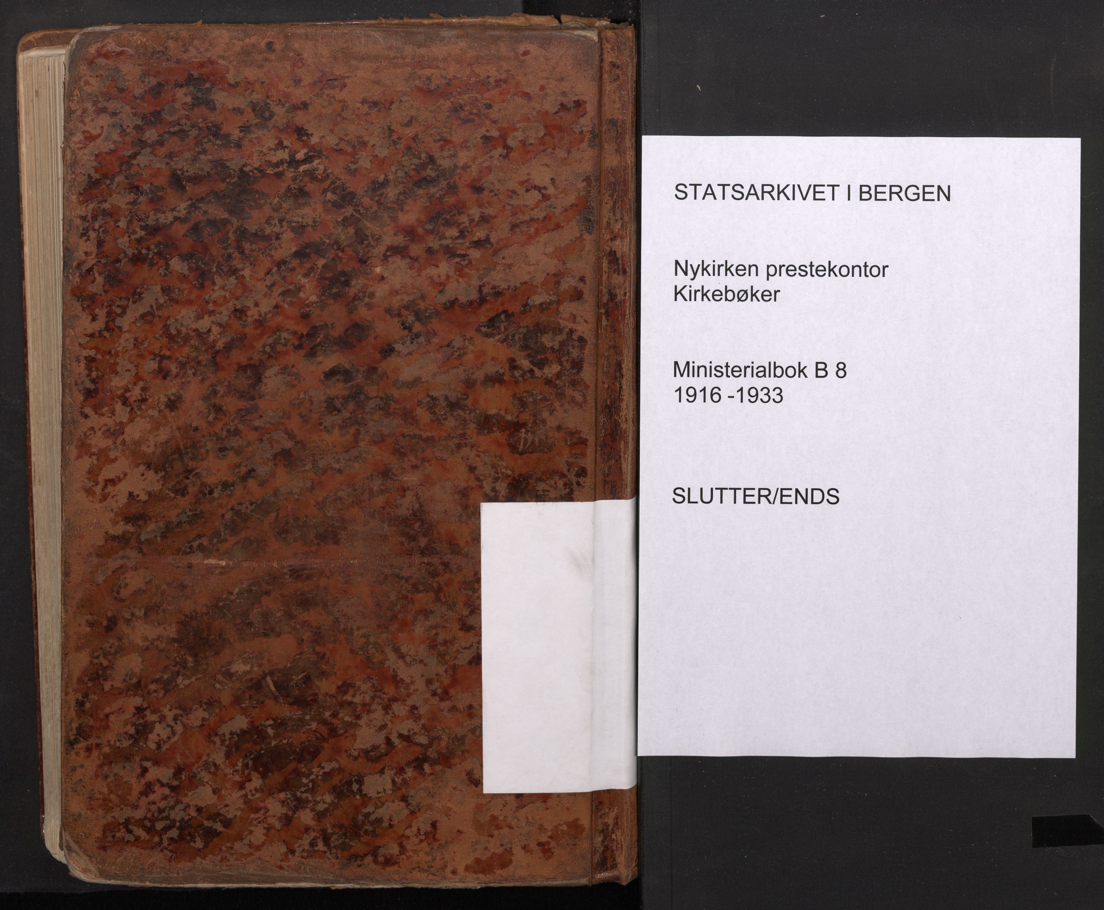 Nykirken Sokneprestembete, AV/SAB-A-77101/H/Haa/L0020: Parish register (official) no. B 8, 1916-1933