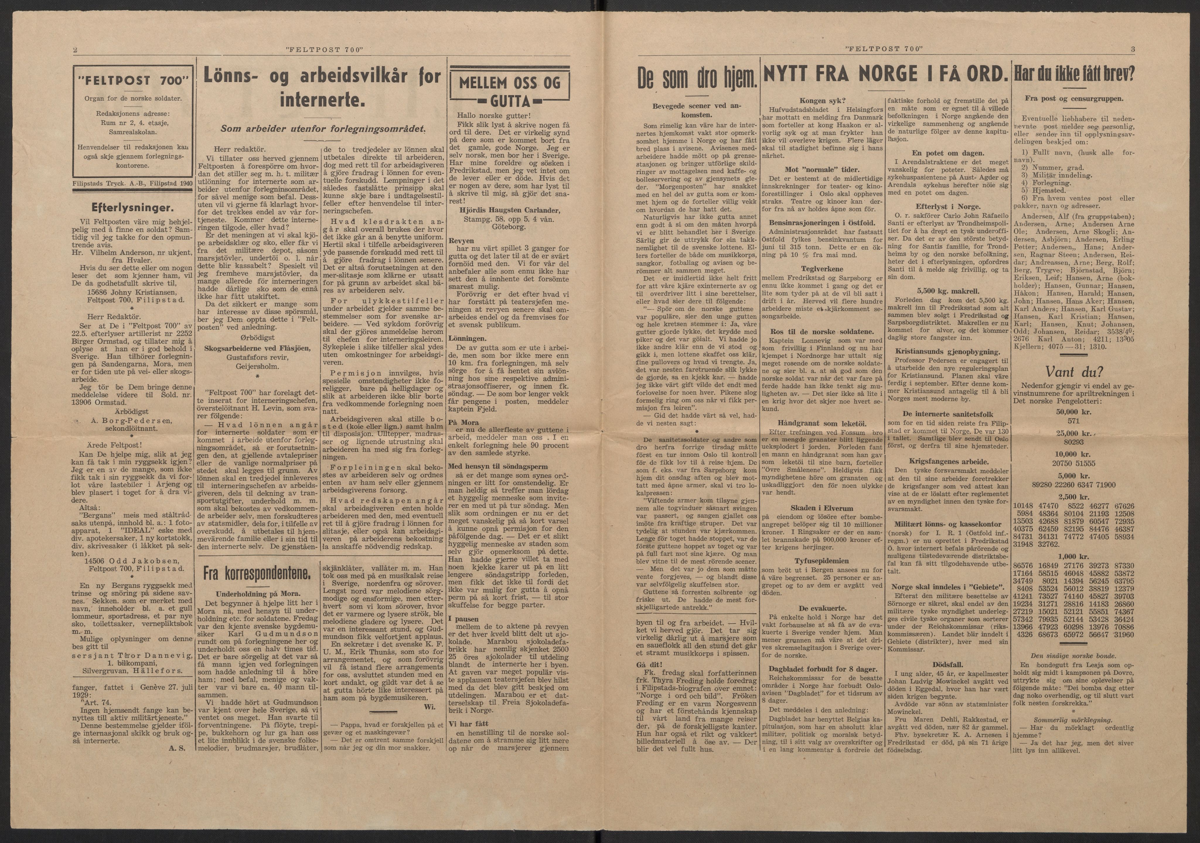 Forsvaret, Forsvarets krigshistoriske avdeling, AV/RA-RAFA-2017/Y/Yf/L0204: II-C-11-2110 - Norske internert i Sverige 1940 / Tysk frigivelse av norsk soldat, 1940, p. 166