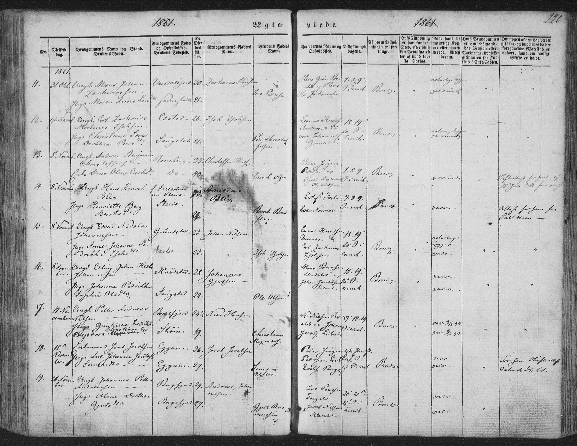 Ministerialprotokoller, klokkerbøker og fødselsregistre - Nordland, AV/SAT-A-1459/880/L1131: Parish register (official) no. 880A05, 1844-1868, p. 220