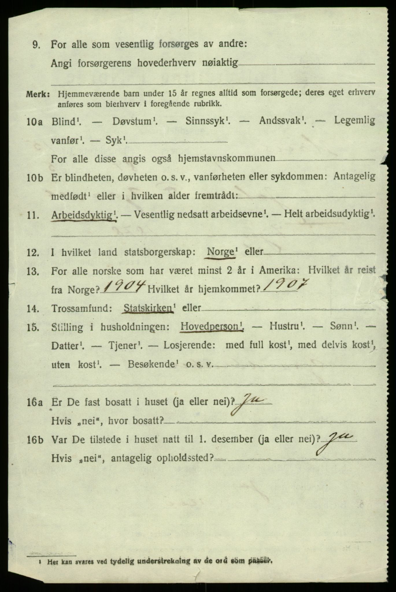 SAB, 1920 census for Haus, 1920, p. 9191