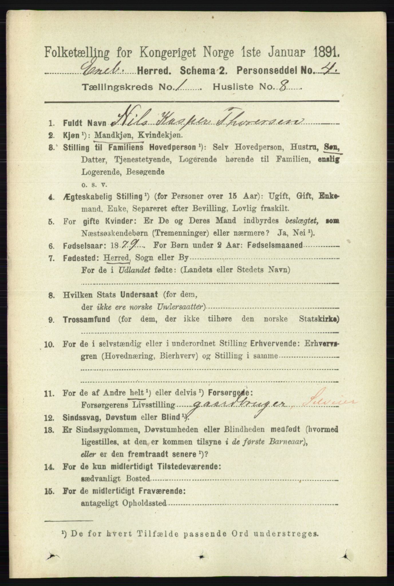 RA, 1891 census for 0229 Enebakk, 1891, p. 176