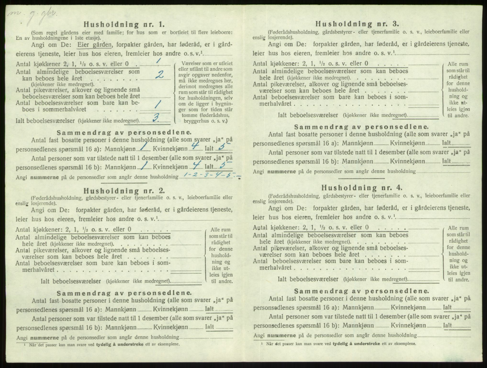 SAB, 1920 census for Gulen, 1920, p. 823