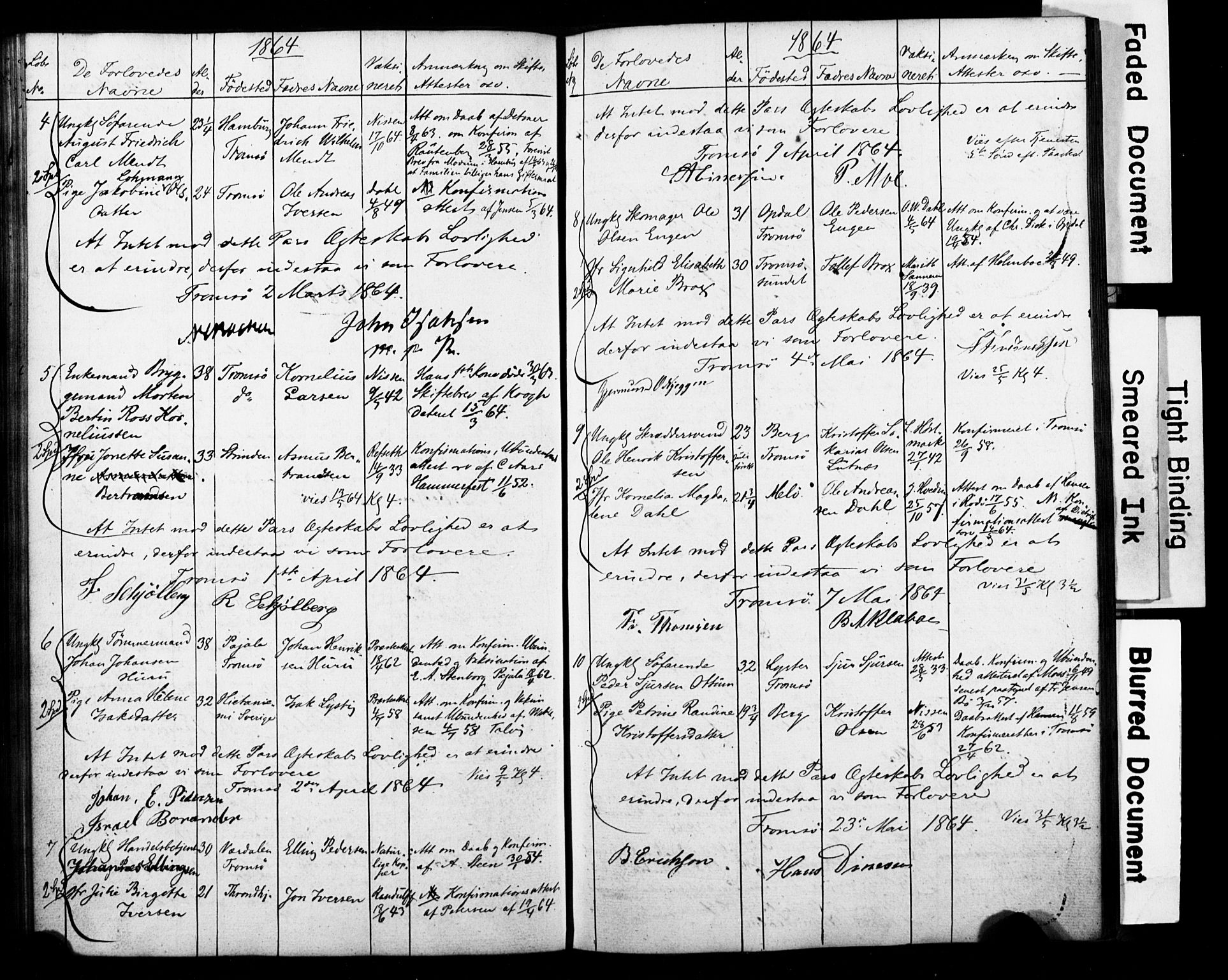 Tromsø sokneprestkontor/stiftsprosti/domprosti, SATØ/S-1343/H/Hc/L0097: Banns register no. 3, 1851-1872