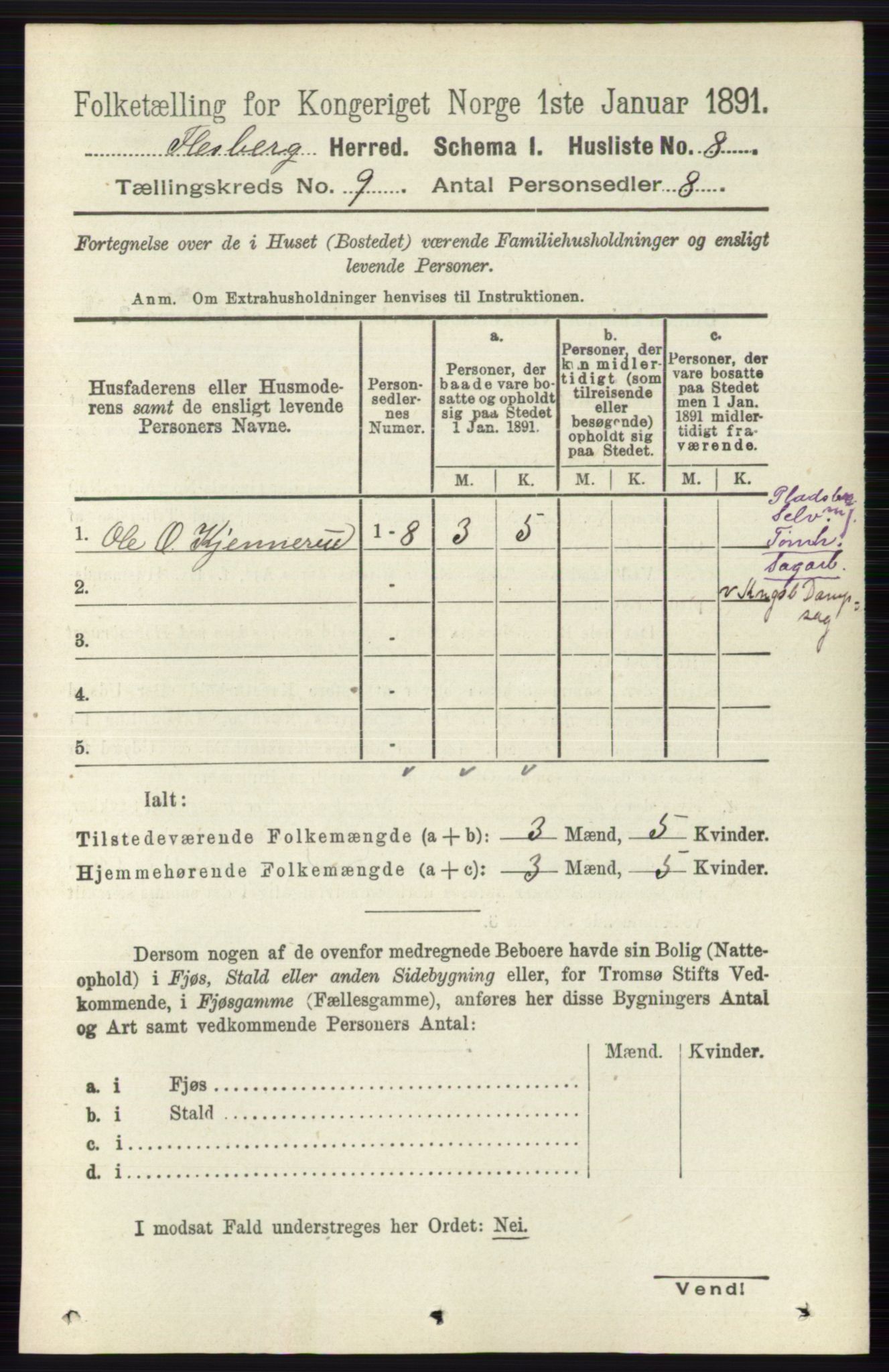 RA, 1891 census for 0631 Flesberg, 1891, p. 1507