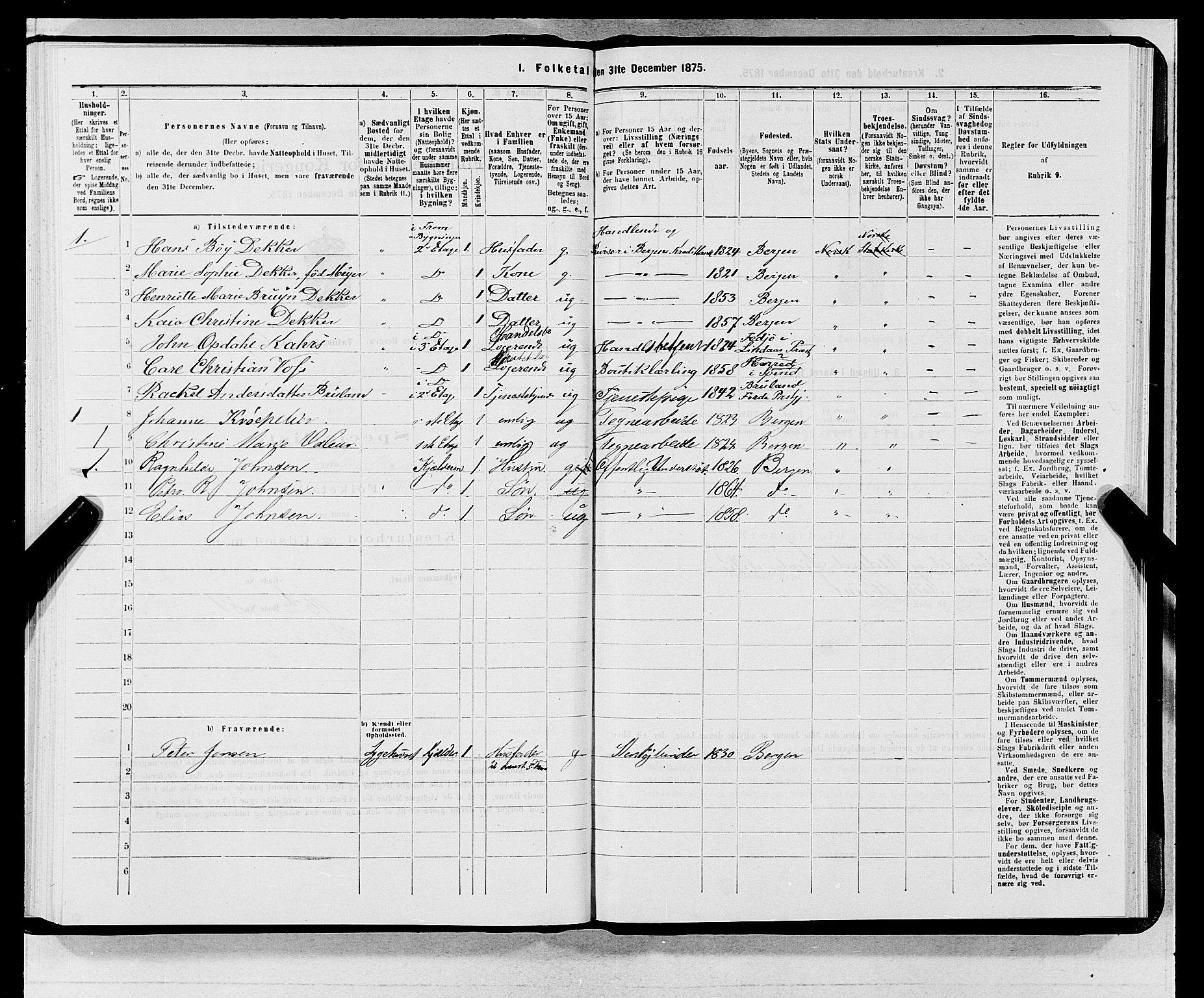 SAB, 1875 census for 1301 Bergen, 1875, p. 3700