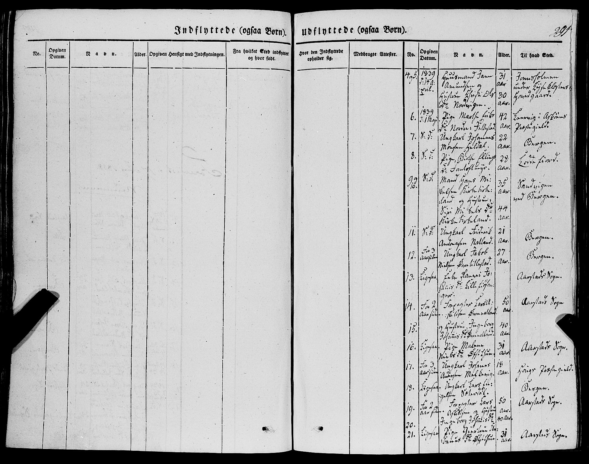 Fana Sokneprestembete, AV/SAB-A-75101/H/Haa/Haaa/L0008: Parish register (official) no. A 8, 1829-1851, p. 291