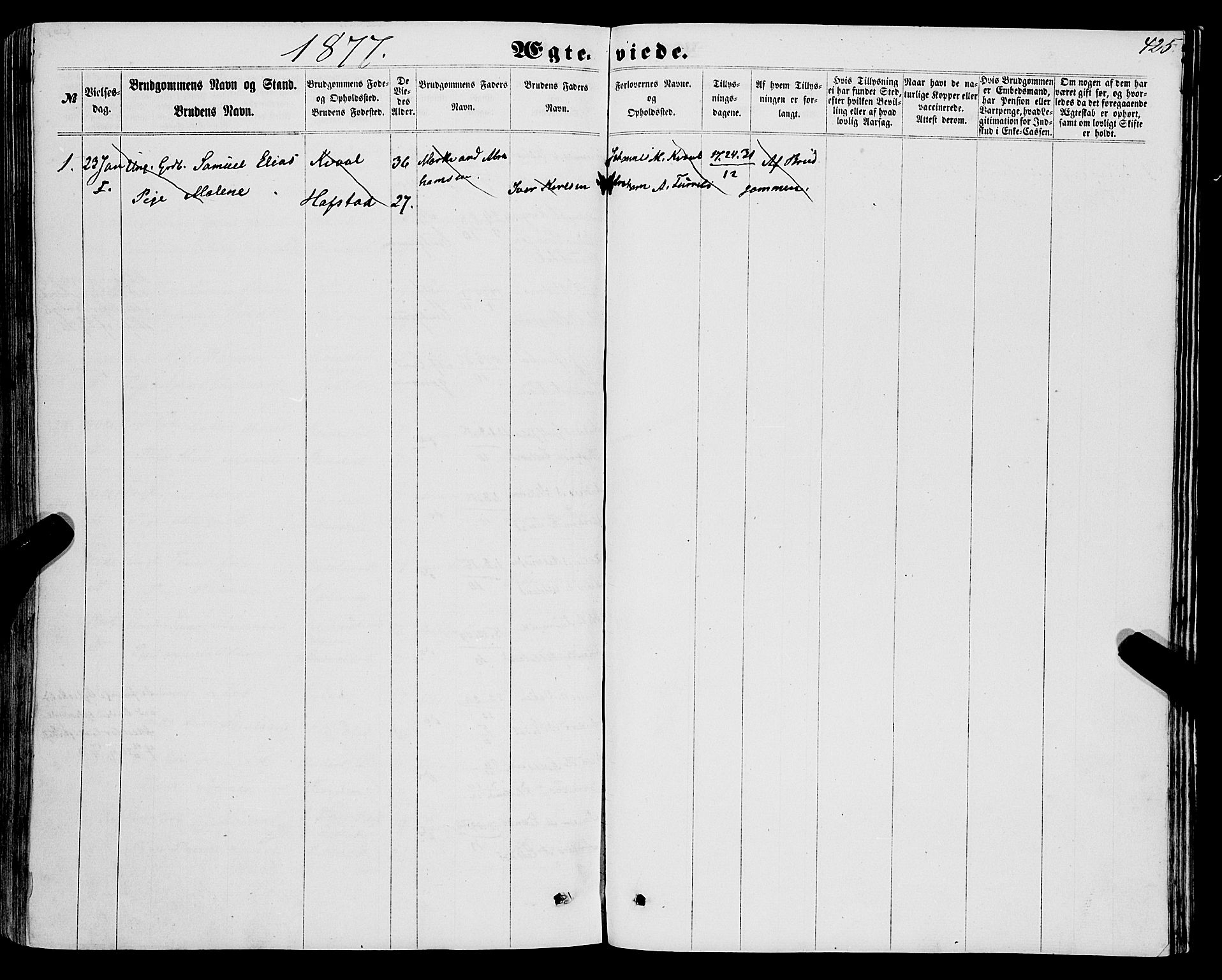 Førde sokneprestembete, SAB/A-79901/H/Haa/Haaa/L0009: Parish register (official) no. A 9, 1861-1877, p. 425