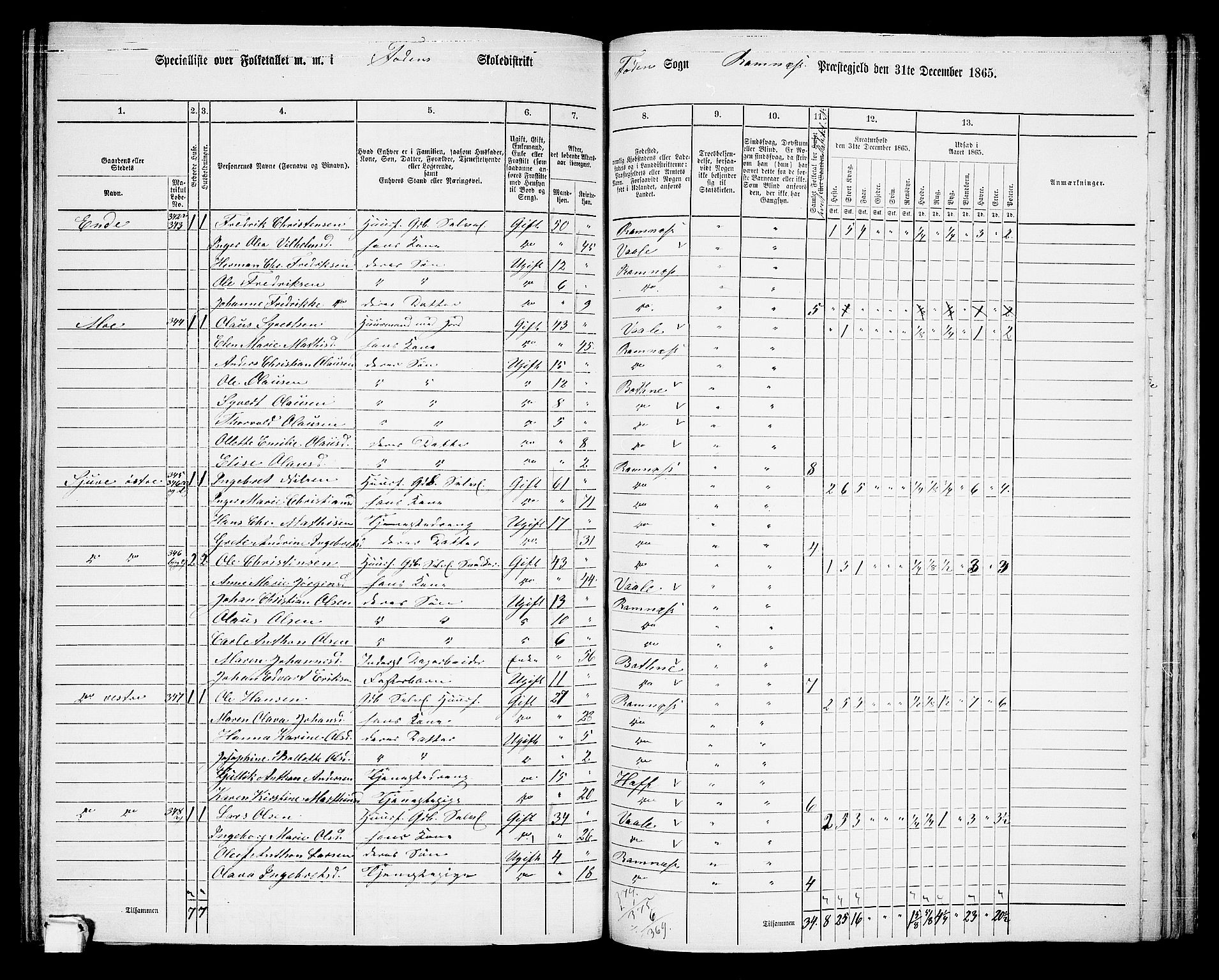 RA, 1865 census for Ramnes, 1865, p. 99