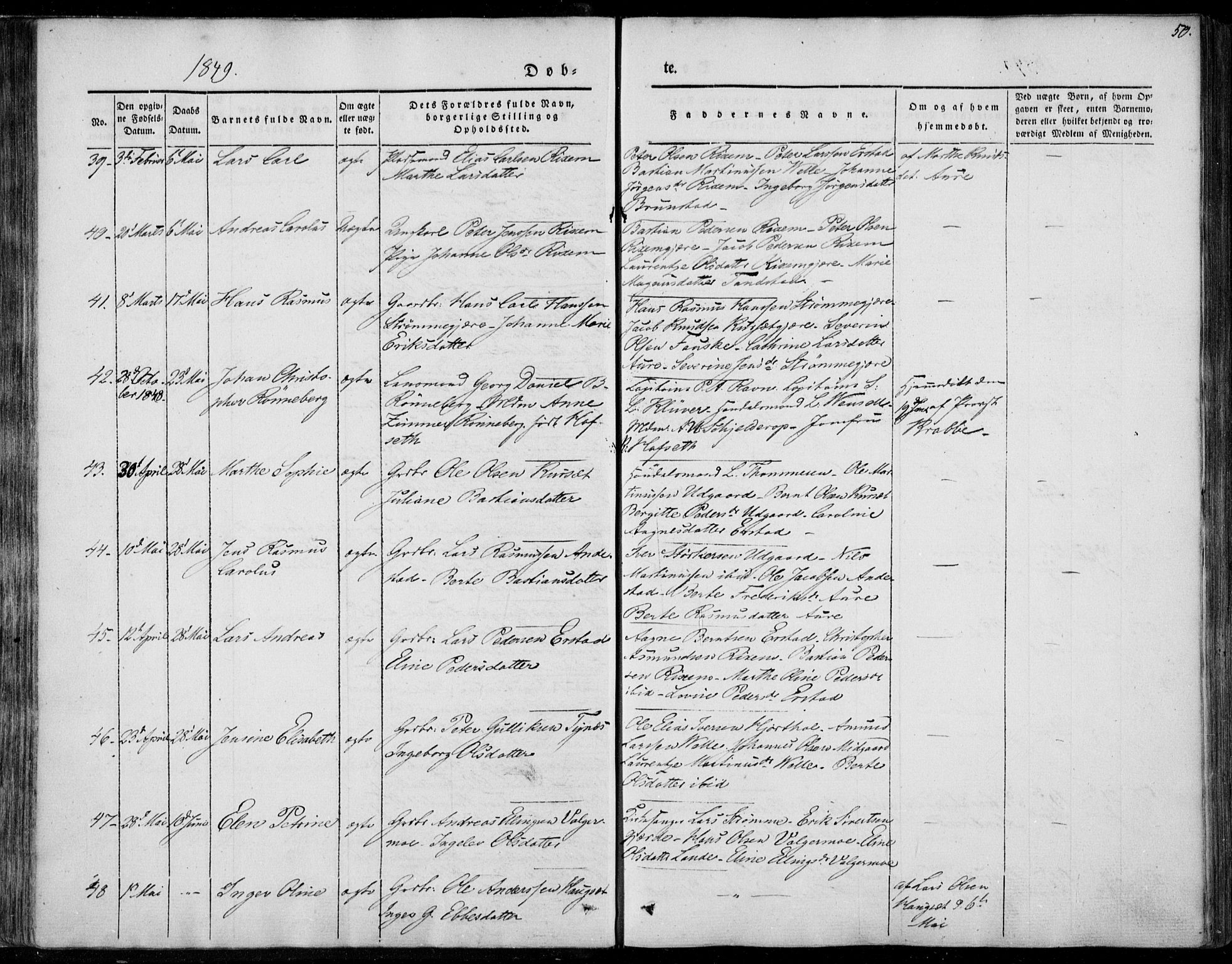 Ministerialprotokoller, klokkerbøker og fødselsregistre - Møre og Romsdal, SAT/A-1454/522/L0312: Parish register (official) no. 522A07, 1843-1851, p. 50