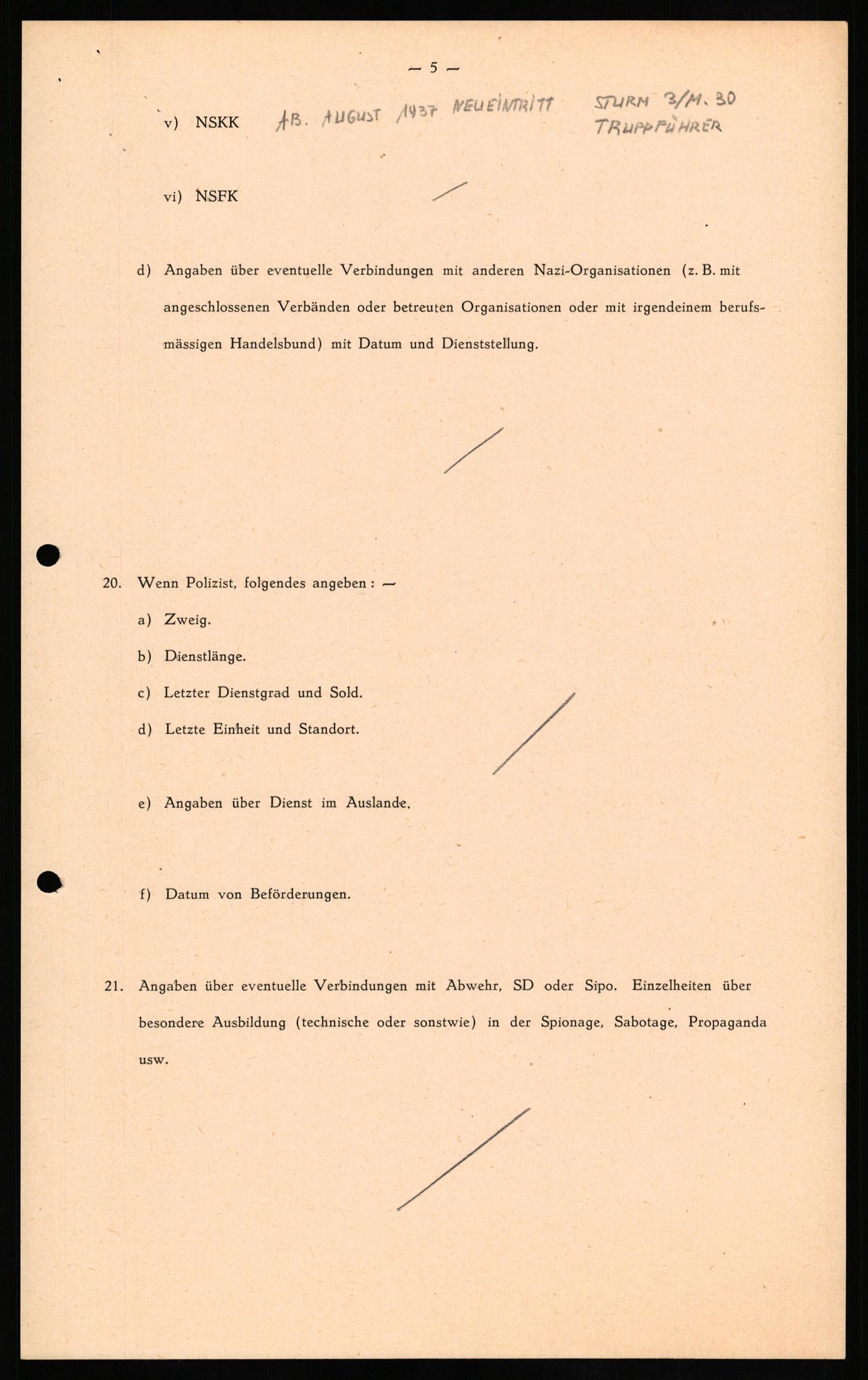 Forsvaret, Forsvarets overkommando II, AV/RA-RAFA-3915/D/Db/L0013: CI Questionaires. Tyske okkupasjonsstyrker i Norge. Tyskere., 1945-1946, p. 162