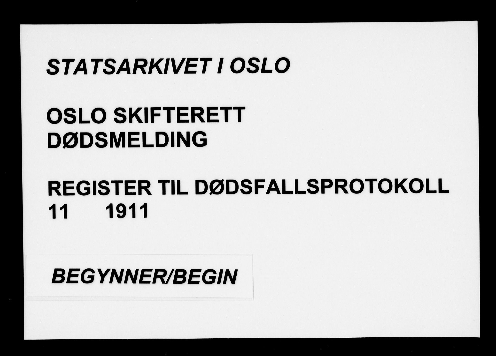 Oslo skifterett, SAO/A-10383/F/Fa/Faa/L0011: Navneregister, 1911