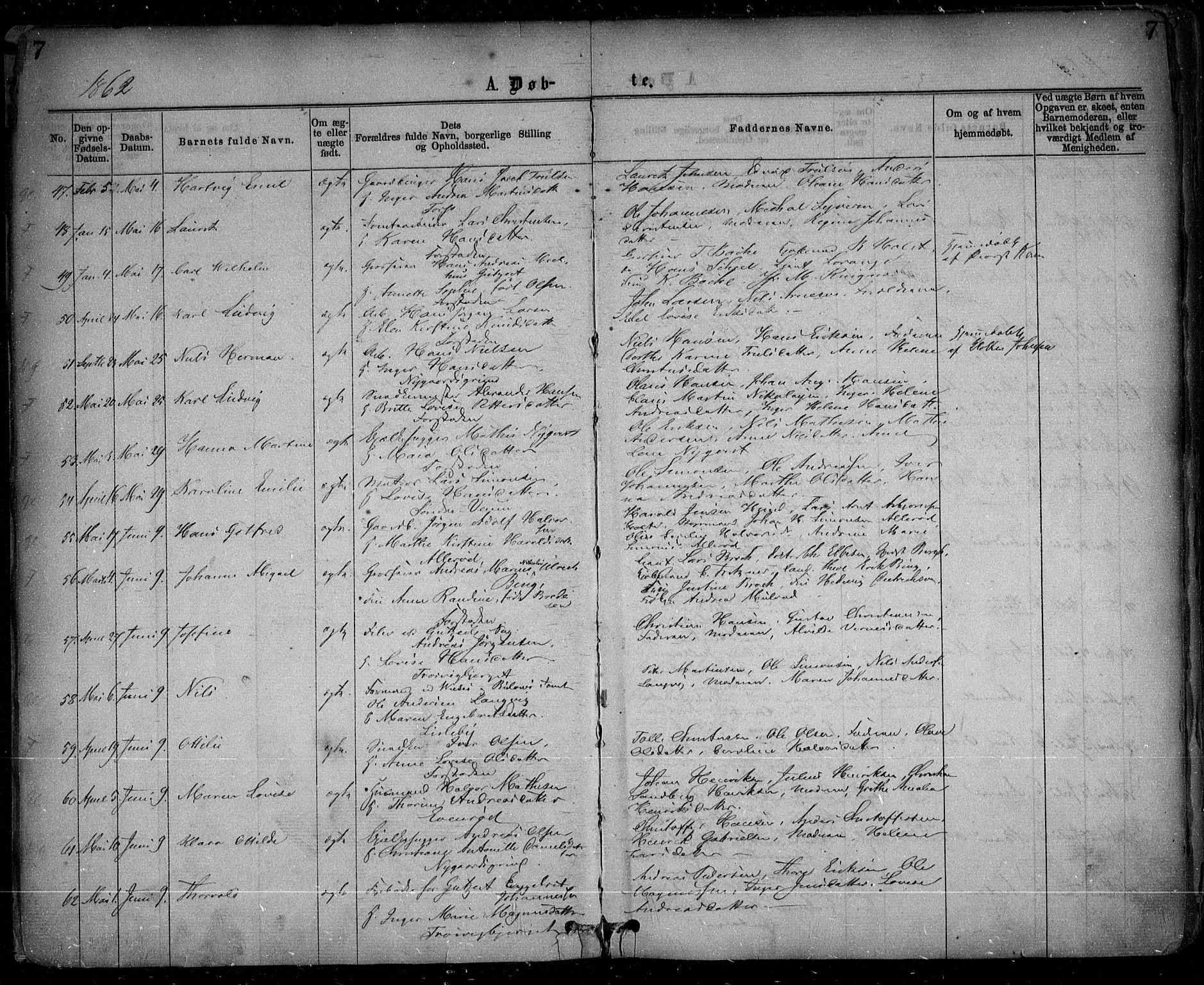 Glemmen prestekontor Kirkebøker, AV/SAO-A-10908/F/Fa/L0008: Parish register (official) no. 8, 1862-1871, p. 7