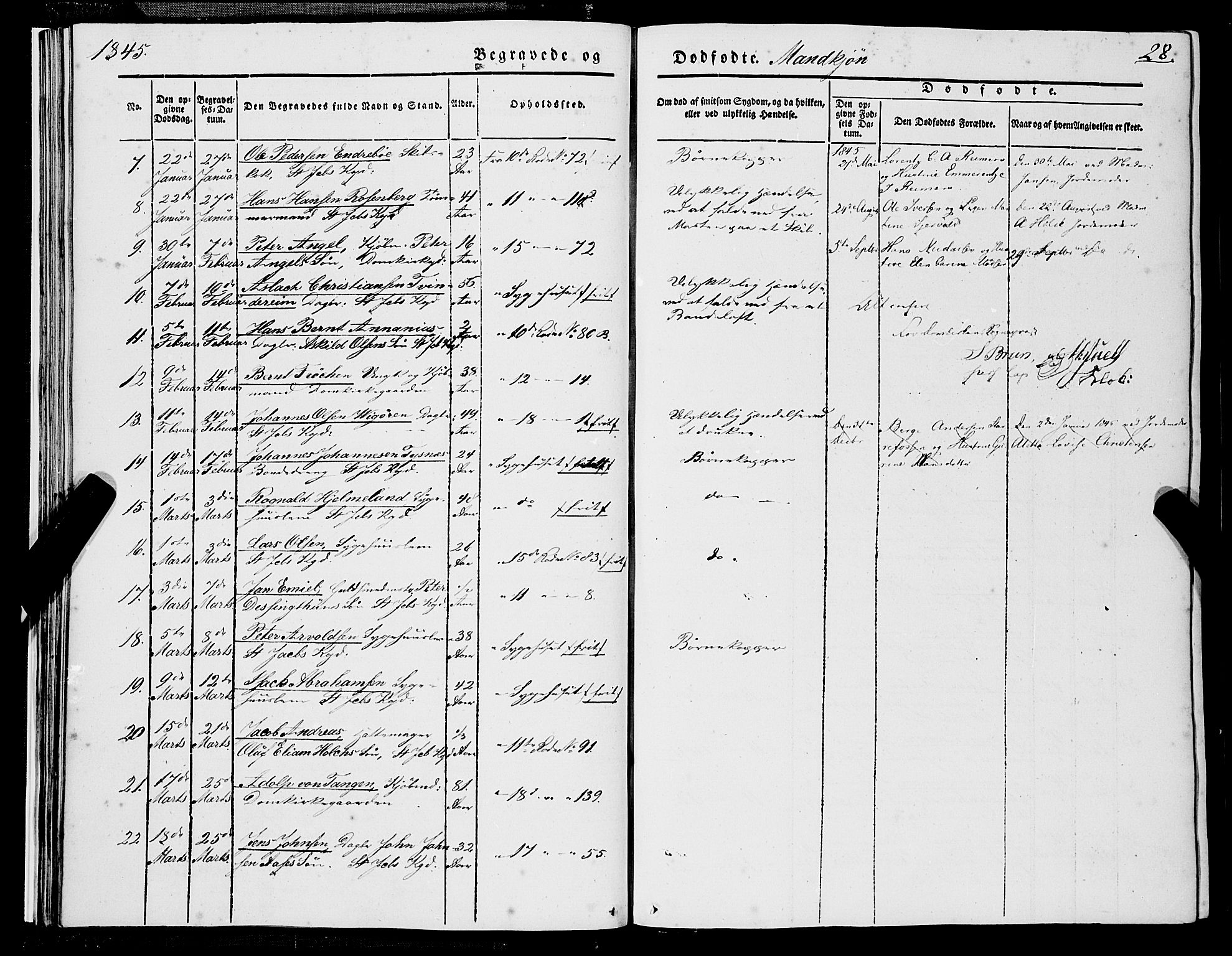 Domkirken sokneprestembete, SAB/A-74801/H/Haa/L0040: Parish register (official) no. E 1, 1841-1853, p. 28
