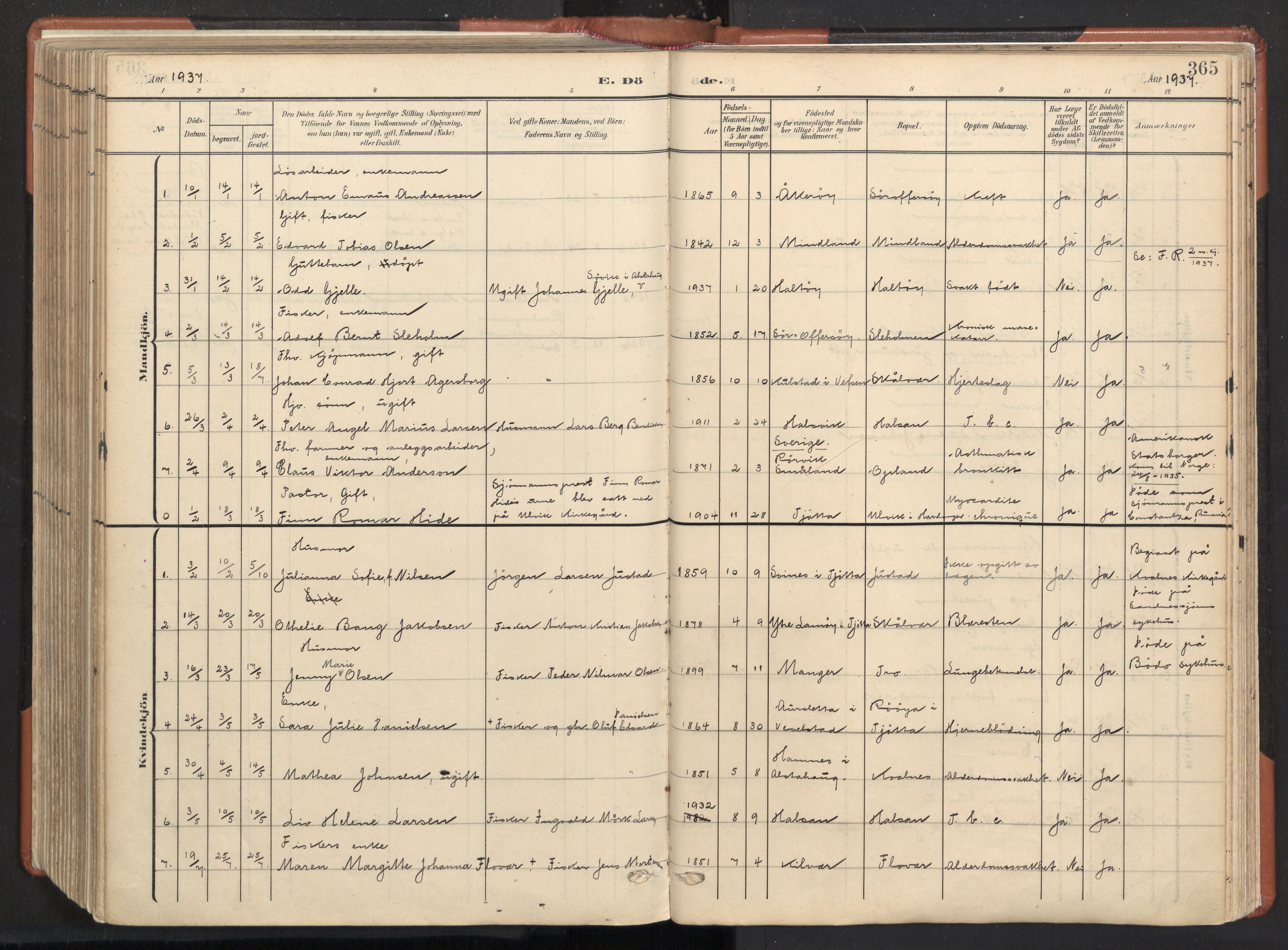 Ministerialprotokoller, klokkerbøker og fødselsregistre - Nordland, SAT/A-1459/817/L0265: Parish register (official) no. 817A05, 1908-1944, p. 365
