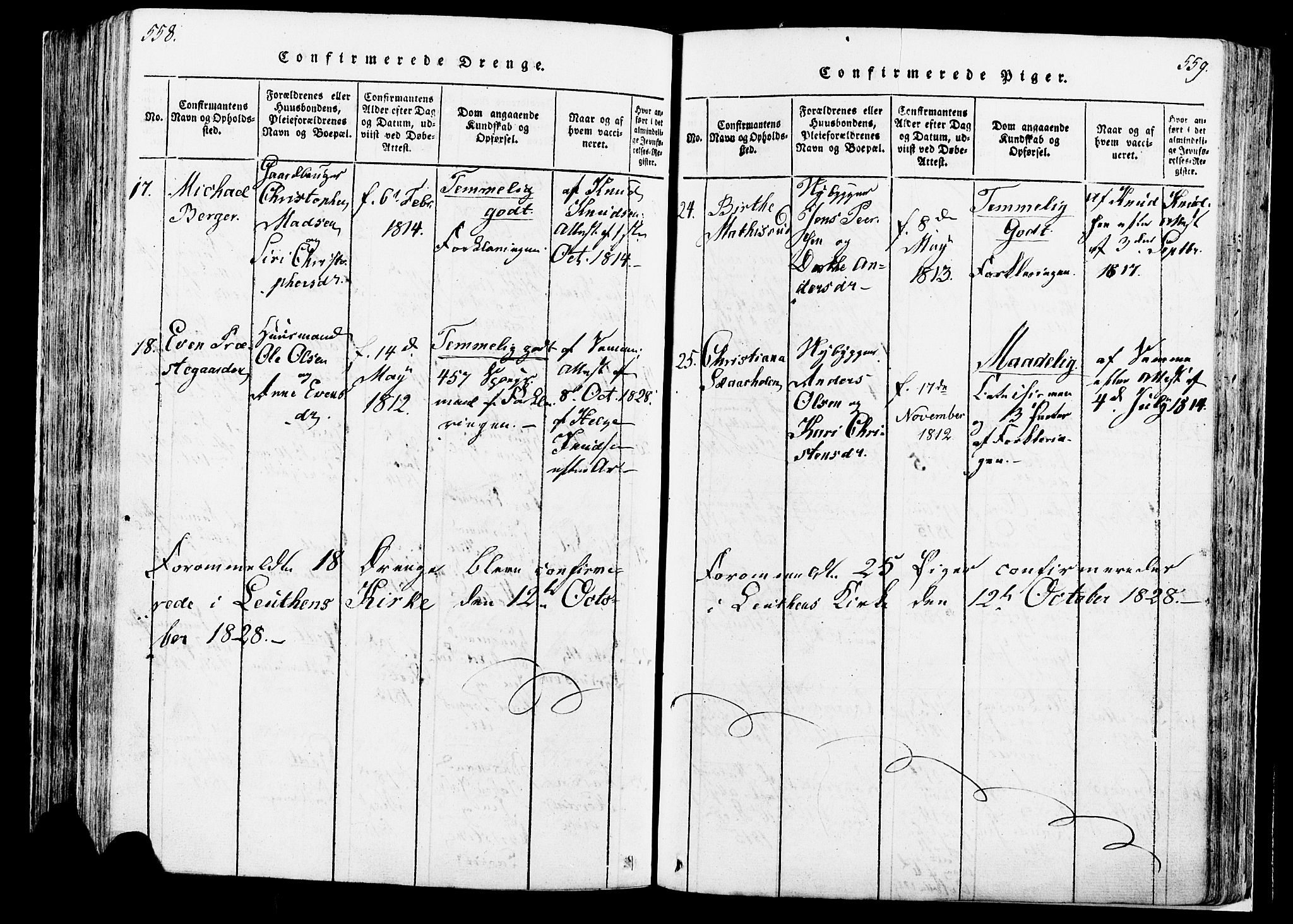 Løten prestekontor, AV/SAH-PREST-022/K/Ka/L0005: Parish register (official) no. 5, 1814-1832, p. 558-559