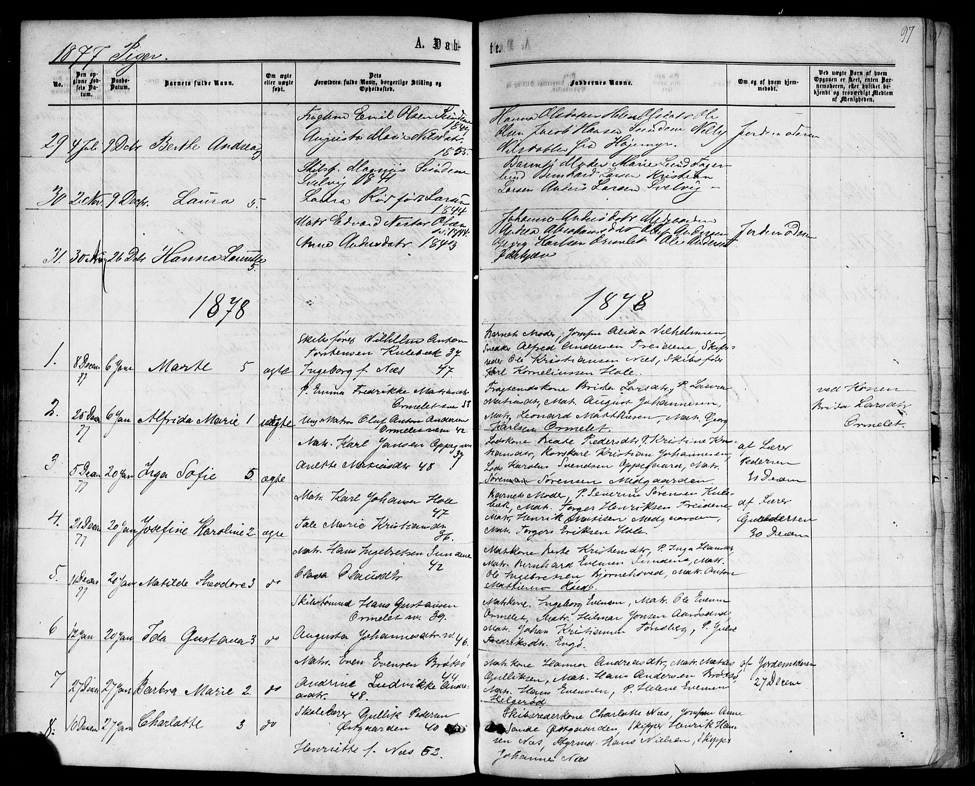 Nøtterøy kirkebøker, SAKO/A-354/F/Fb/L0001: Parish register (official) no. II 1, 1865-1878, p. 97