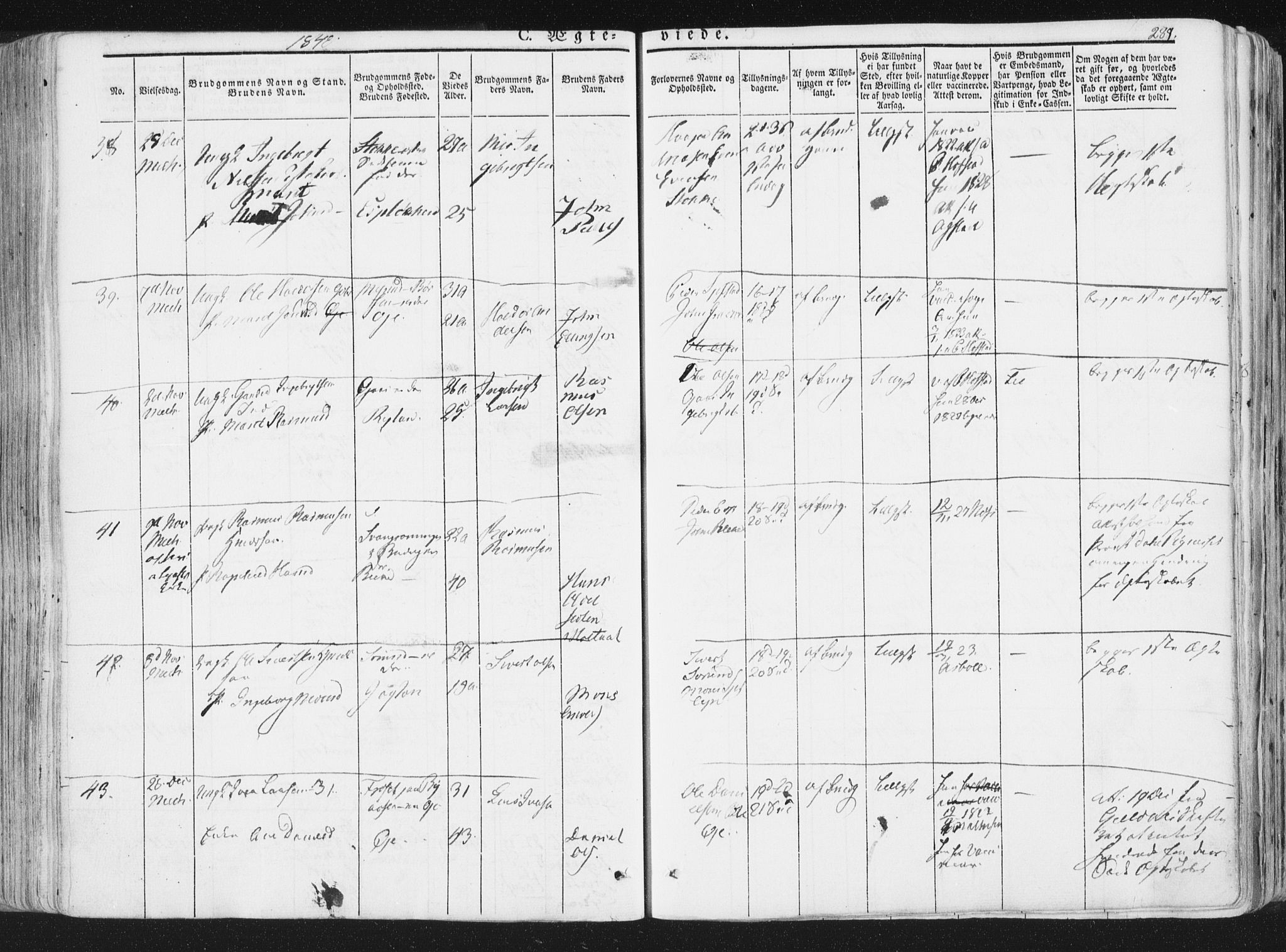 Ministerialprotokoller, klokkerbøker og fødselsregistre - Sør-Trøndelag, SAT/A-1456/691/L1074: Parish register (official) no. 691A06, 1842-1852, p. 289