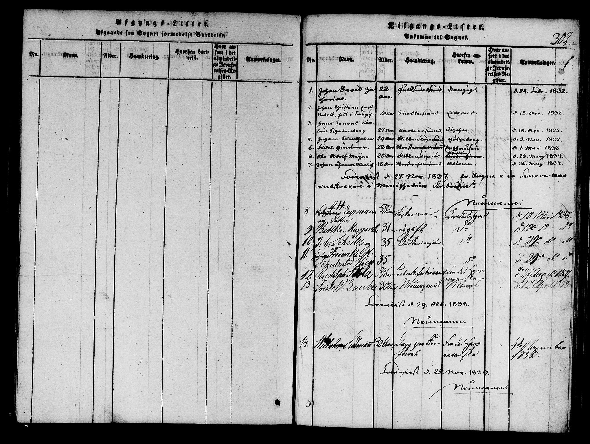 SAB, Mariakirken Sokneprestembete, SAB/A-76901/H/Haa/L0005Parish register (official) no. A 5, 1815-1845, p. 302