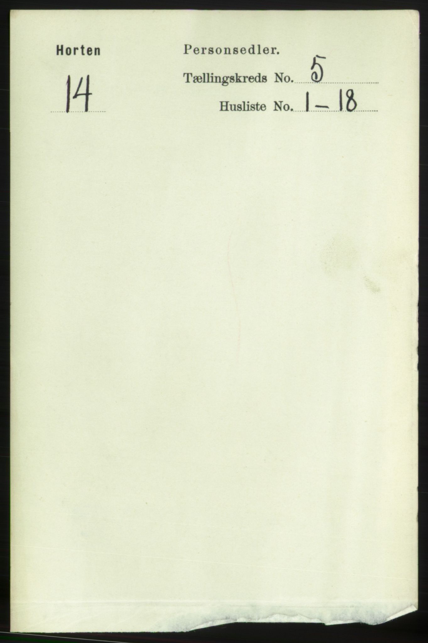 RA, 1891 census for 0703 Horten, 1891, p. 3481