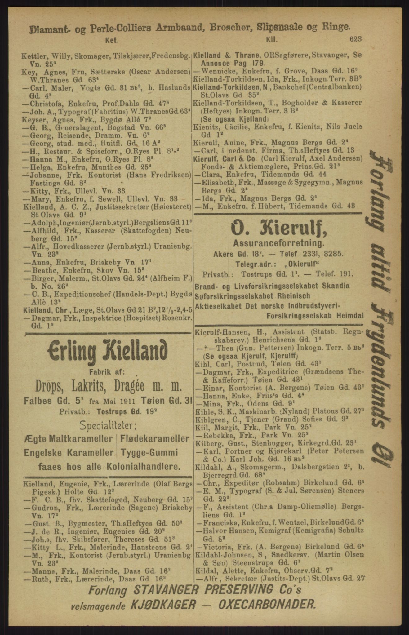 Kristiania/Oslo adressebok, PUBL/-, 1911, p. 623
