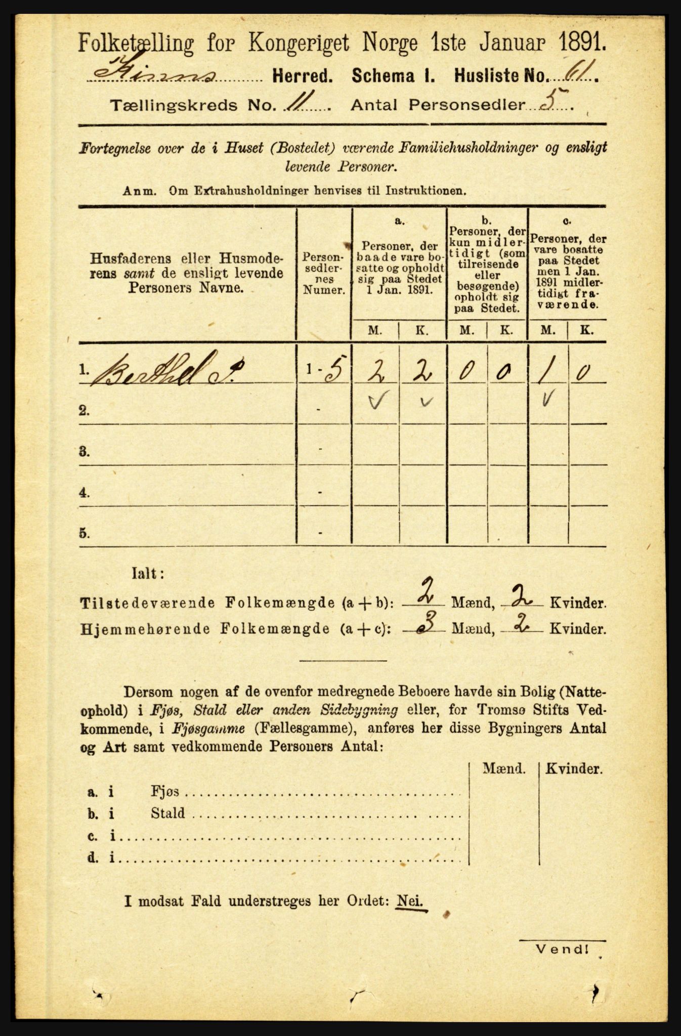 RA, 1891 census for 1437 Kinn, 1891, p. 4048