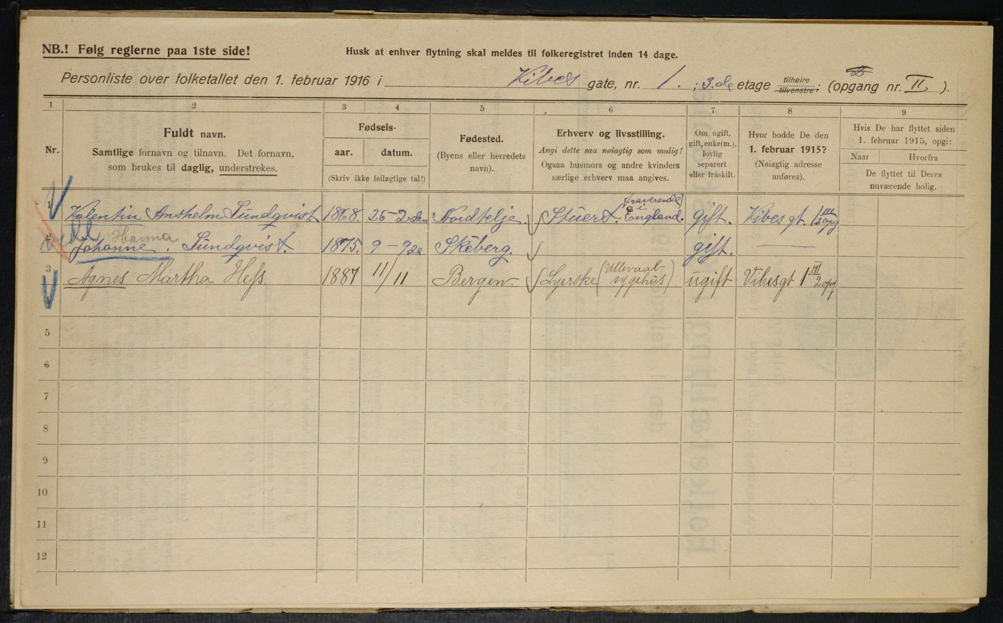 OBA, Municipal Census 1916 for Kristiania, 1916, p. 126304