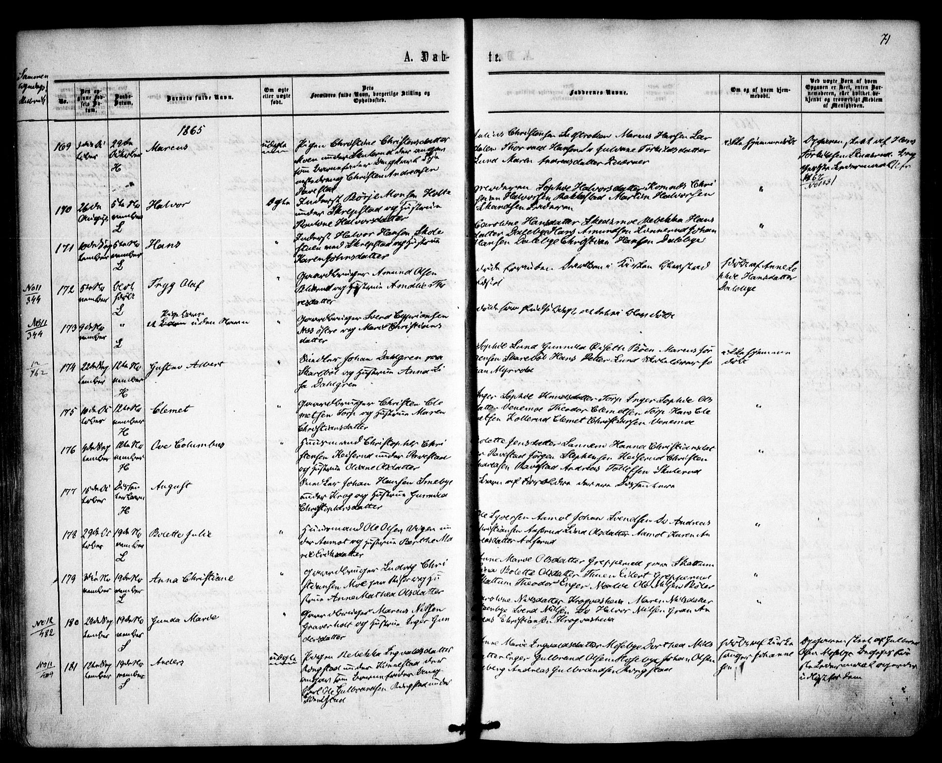 Høland prestekontor Kirkebøker, AV/SAO-A-10346a/F/Fa/L0011: Parish register (official) no. I 11, 1862-1869, p. 71