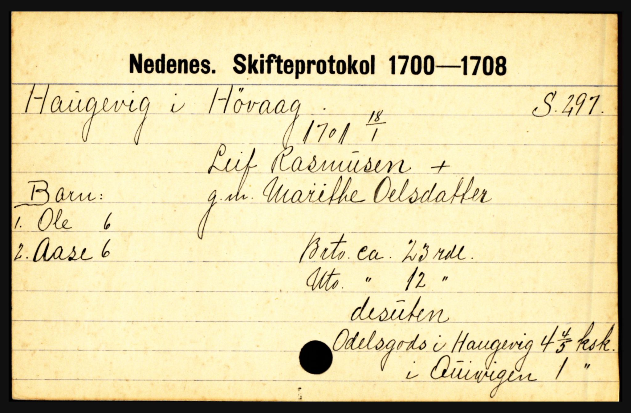 Nedenes sorenskriveri før 1824, AV/SAK-1221-0007/H, p. 11265