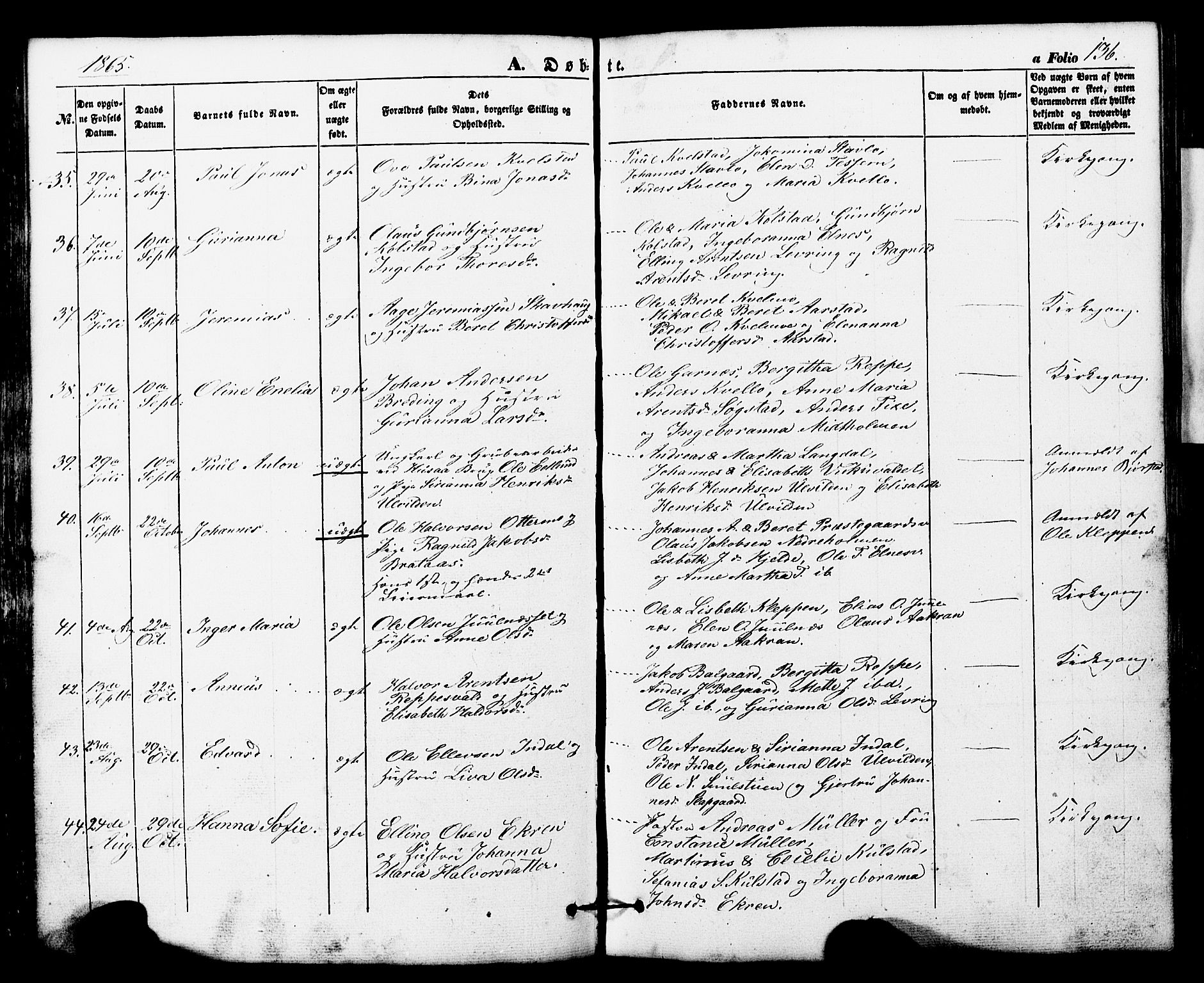 Ministerialprotokoller, klokkerbøker og fødselsregistre - Nord-Trøndelag, SAT/A-1458/724/L0268: Parish register (copy) no. 724C04, 1846-1878, p. 136