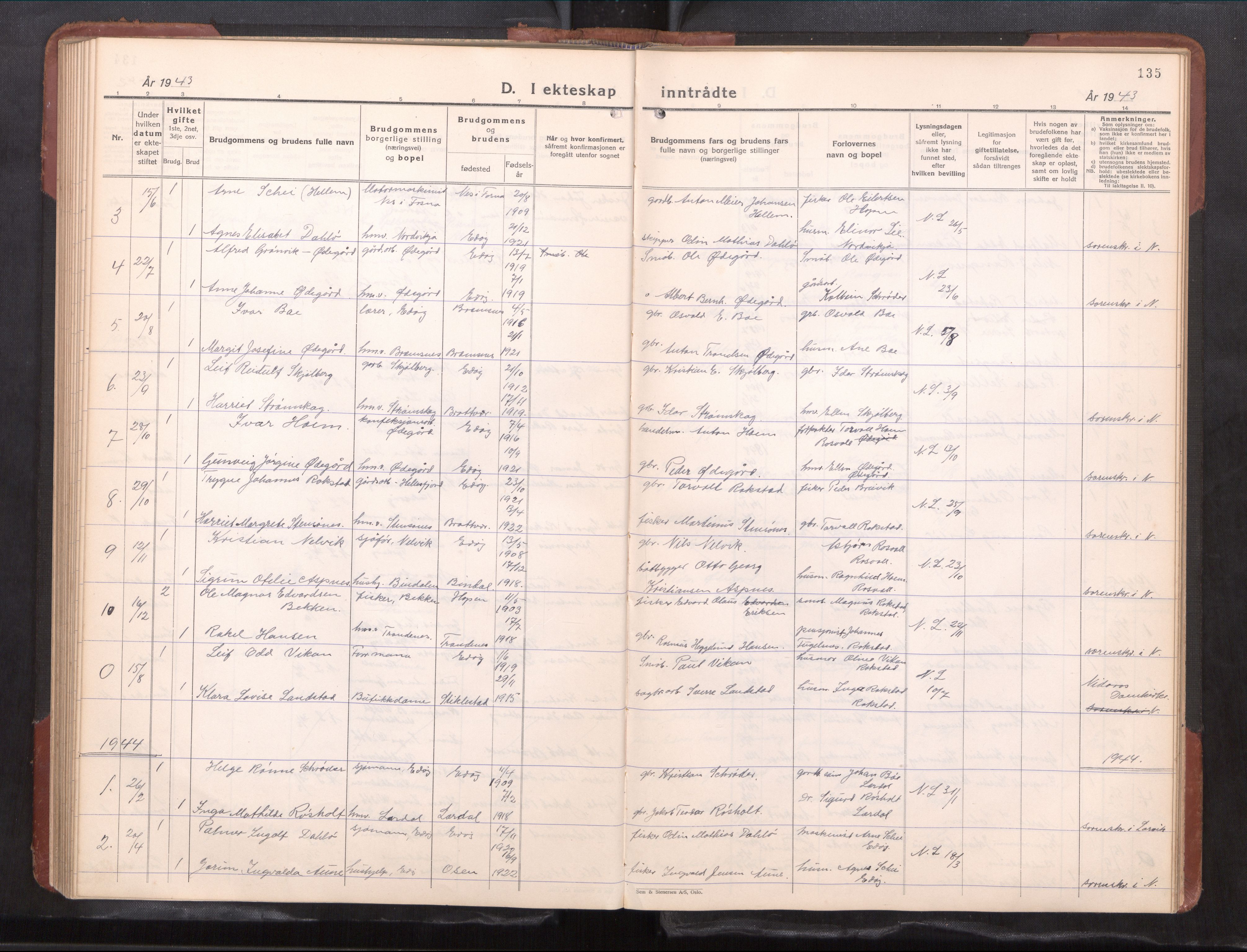 Ministerialprotokoller, klokkerbøker og fødselsregistre - Møre og Romsdal, AV/SAT-A-1454/581/L0944: Parish register (copy) no. 581---, 1932-1961, p. 135