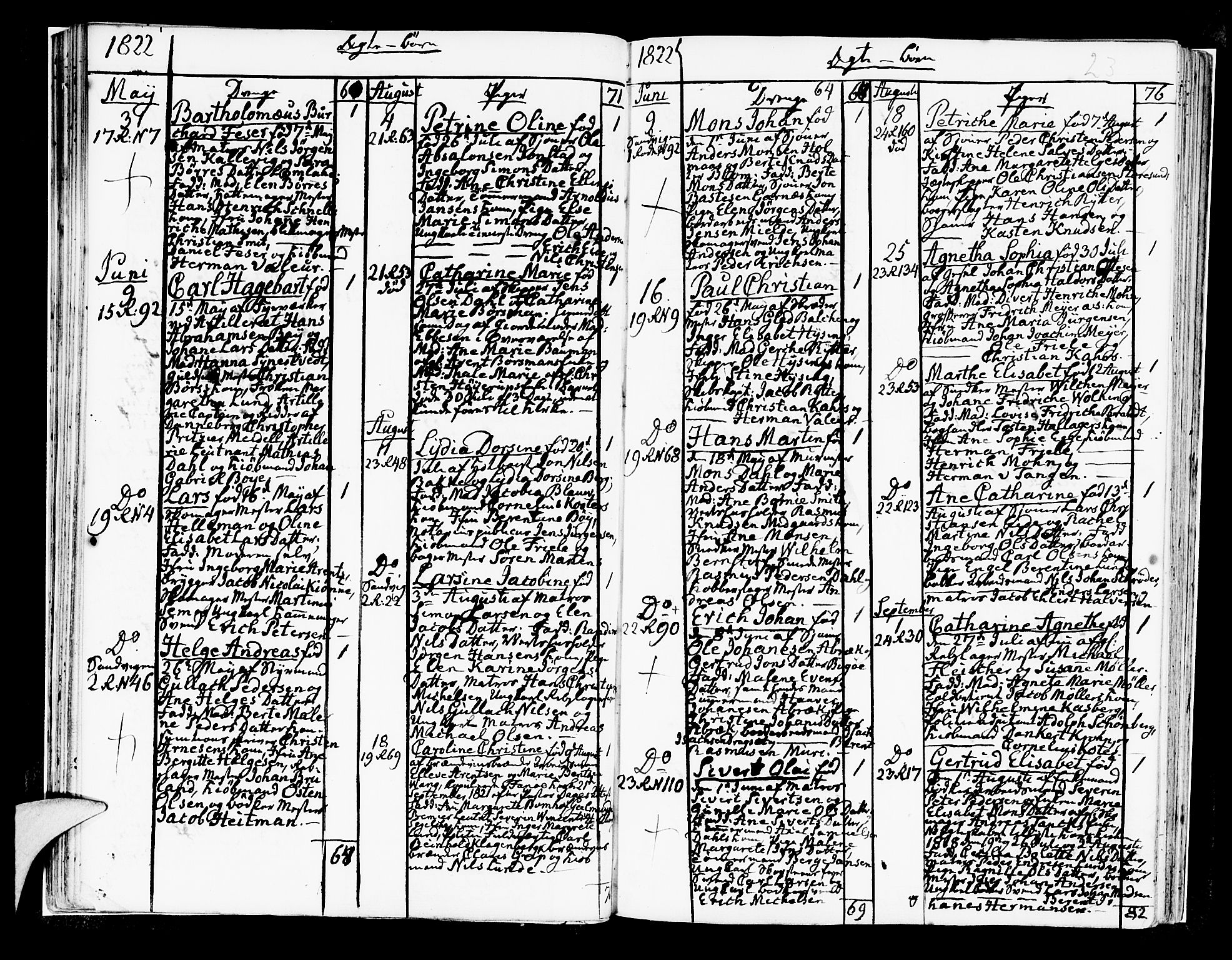 Korskirken sokneprestembete, SAB/A-76101/H/Hab: Parish register (copy) no. A 4, 1820-1832, p. 23
